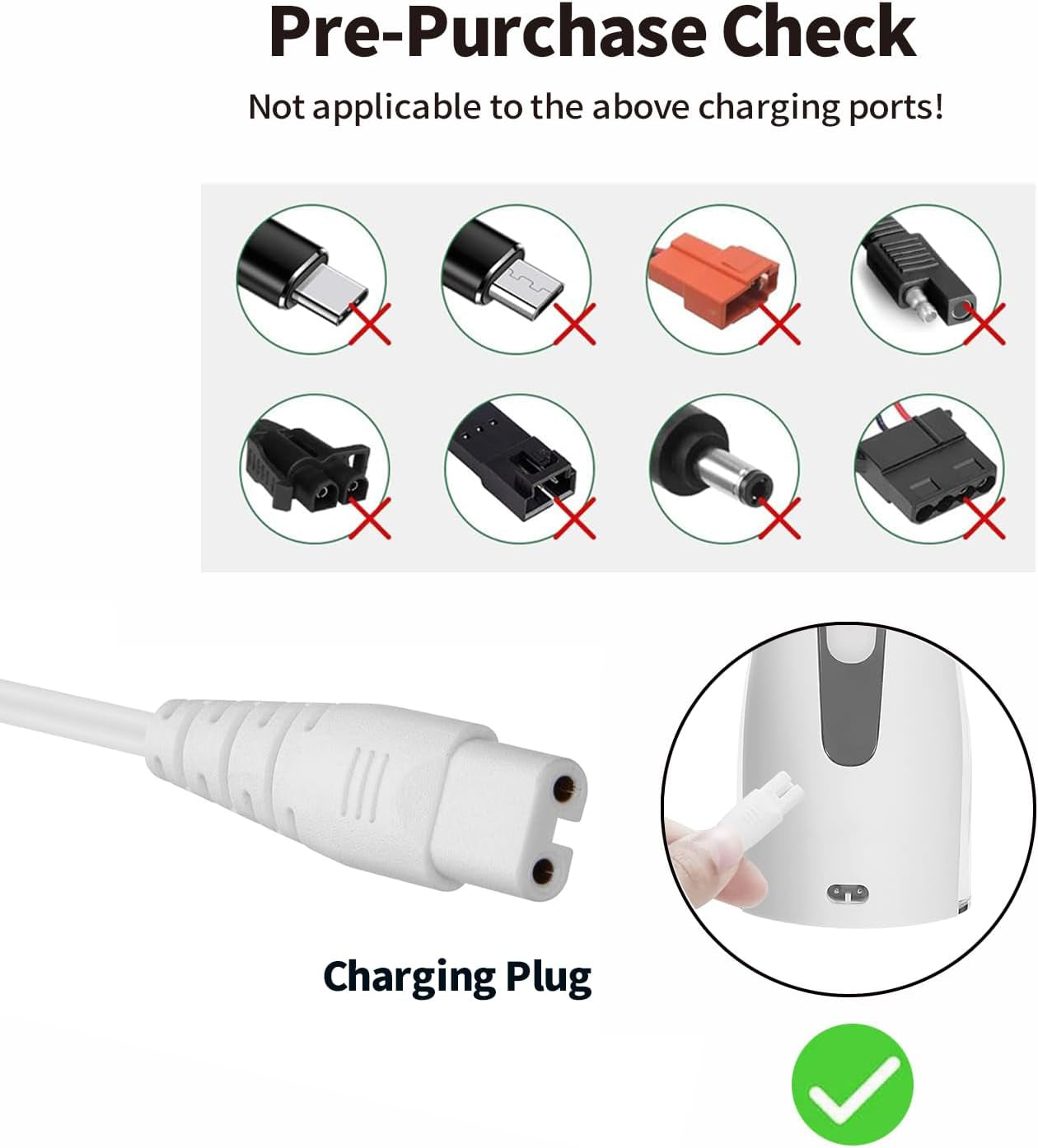 USB Charging Cable for Water Flosser Portable Cordless Oral Irrigator Replacement Charger for Nicwell, Fairywill, Aquasonic, Nicefeel, Oralfree, MOSPRO, Cremax, Tovendor, Hangsun, Insmart, Zerhunt