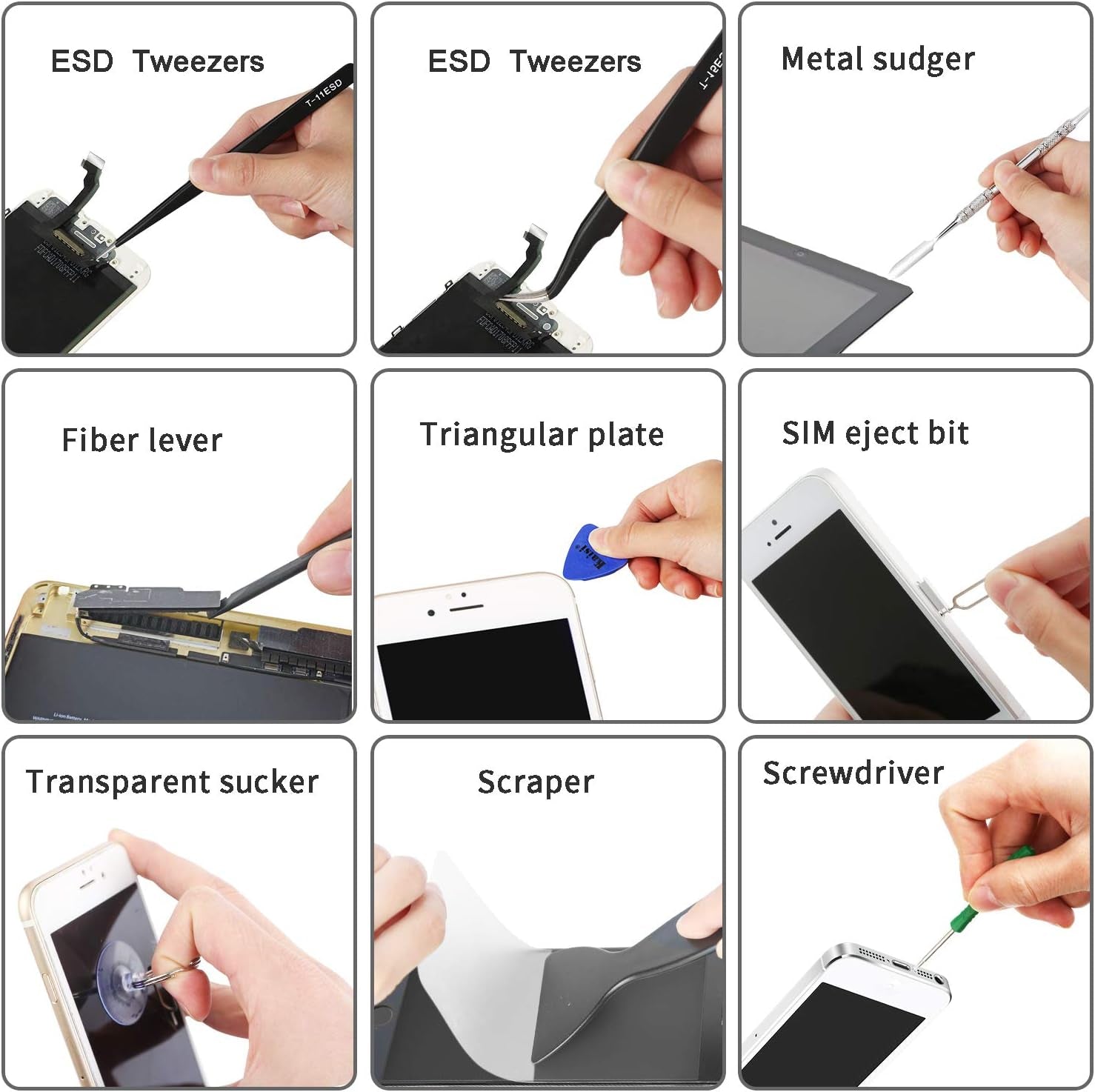 Professional Electronics Opening Pry Tool Repair Kit with Metal Spudger Non-Abrasive Nylon Spudgers and Anti-Static Tweezers for Cellphone Iphone Laptops Tablets and More, 20 Piece