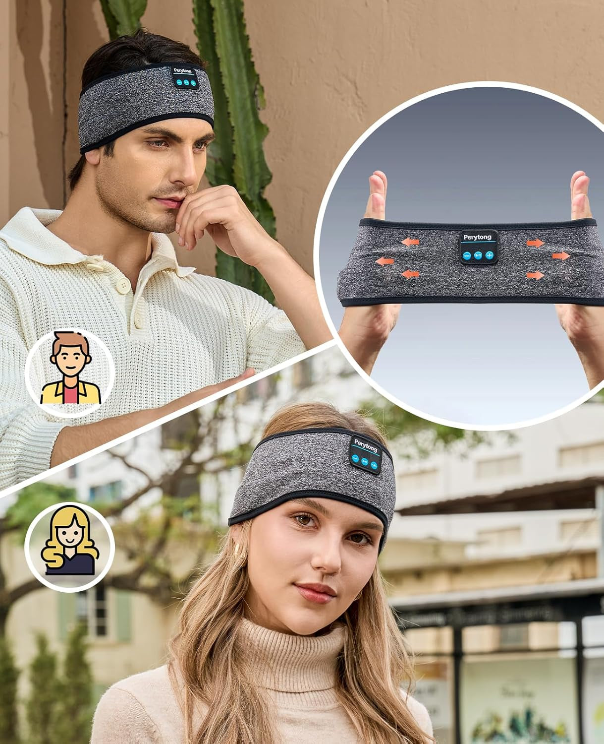 Bluetooth Sleep Headphones Headband with HD Speakers - Noise Cancelling, for Side Sleepers, Workout, Jogging, Yoga