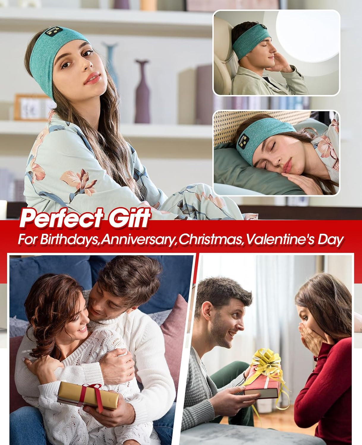 Sleep Headphones Wireless, Bluetooth Headband Sports Sleeping Headphones Sleep Mask Earbuds Breathable Music Headband with Bluetooth 5.2, Perfect for Side Sleepers Sleeping Travel Workout Running