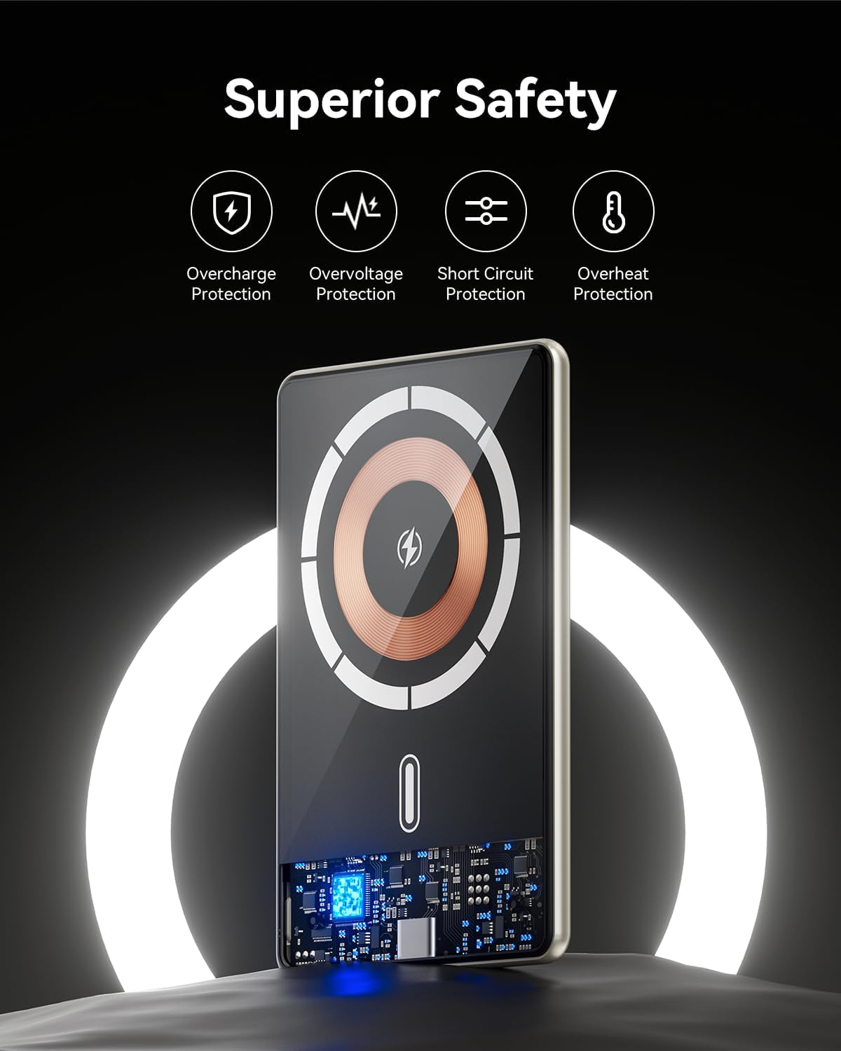 Magsafe Battery Pack 5000Mah Slim Magsafe Portable Charger 0.28In Magnetic Wireless Apple Portable Charger 20W USB-C Power Delivery Power Bank for Iphone 15/14/13/12 Serie, Titanium