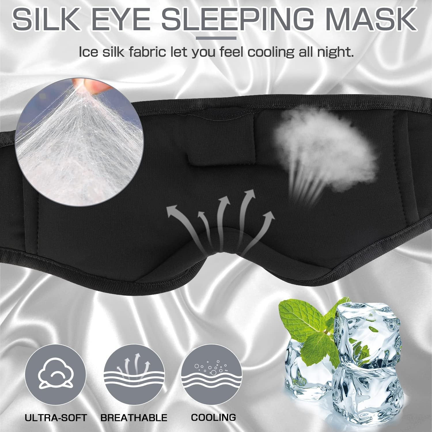 Sleep Headphones, Sleep Mask Bluetooth Wireless Music Eye Mask, Sleeping Headphones for Side Sleepers Sleep Mask with Bluetooth Headphones Ultra-Thin Stereo Speakers Perfect for Sleeping