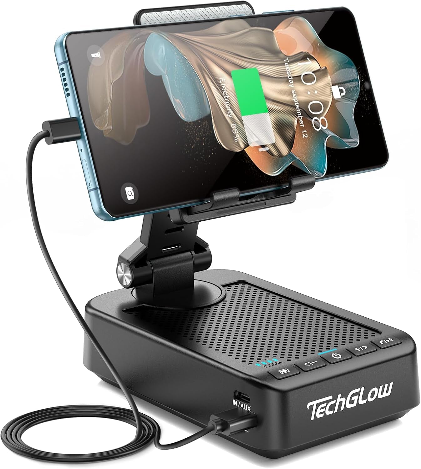 Gifts for Men Women Foldable Cellphone Stand with Bluetooth Speaker Power Bank 360° Rotatable Phone Stand Birthday Gift Idea for Mom Dad Cool Tech Gifts