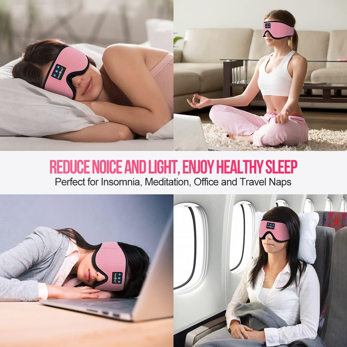 Sleep Headphones Bluetooth 5.2 Headband Breathable 3D Sleeping Headphones, Wireless Music Eye Mask Earbuds for Side Sleepers Mom Women Cool Tech Gadgets Unique
