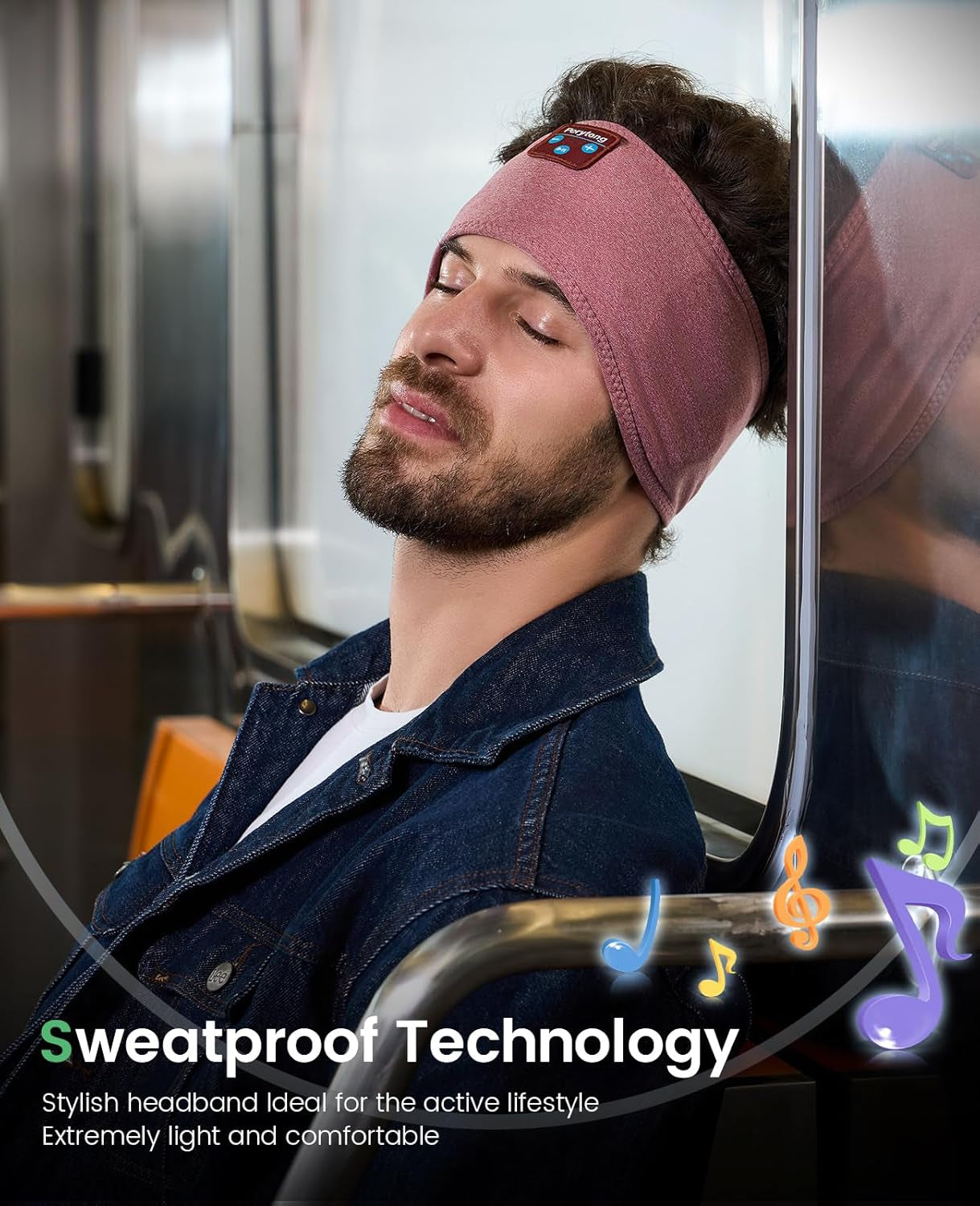 Sleep Headphones Bluetooth 5.2 Headband Headphones, Wireless Earphones Music Sleep Earbuds for Side Sleepers Sleeping Eye Mask for Women Men Workout Running Cool Unique Gifts