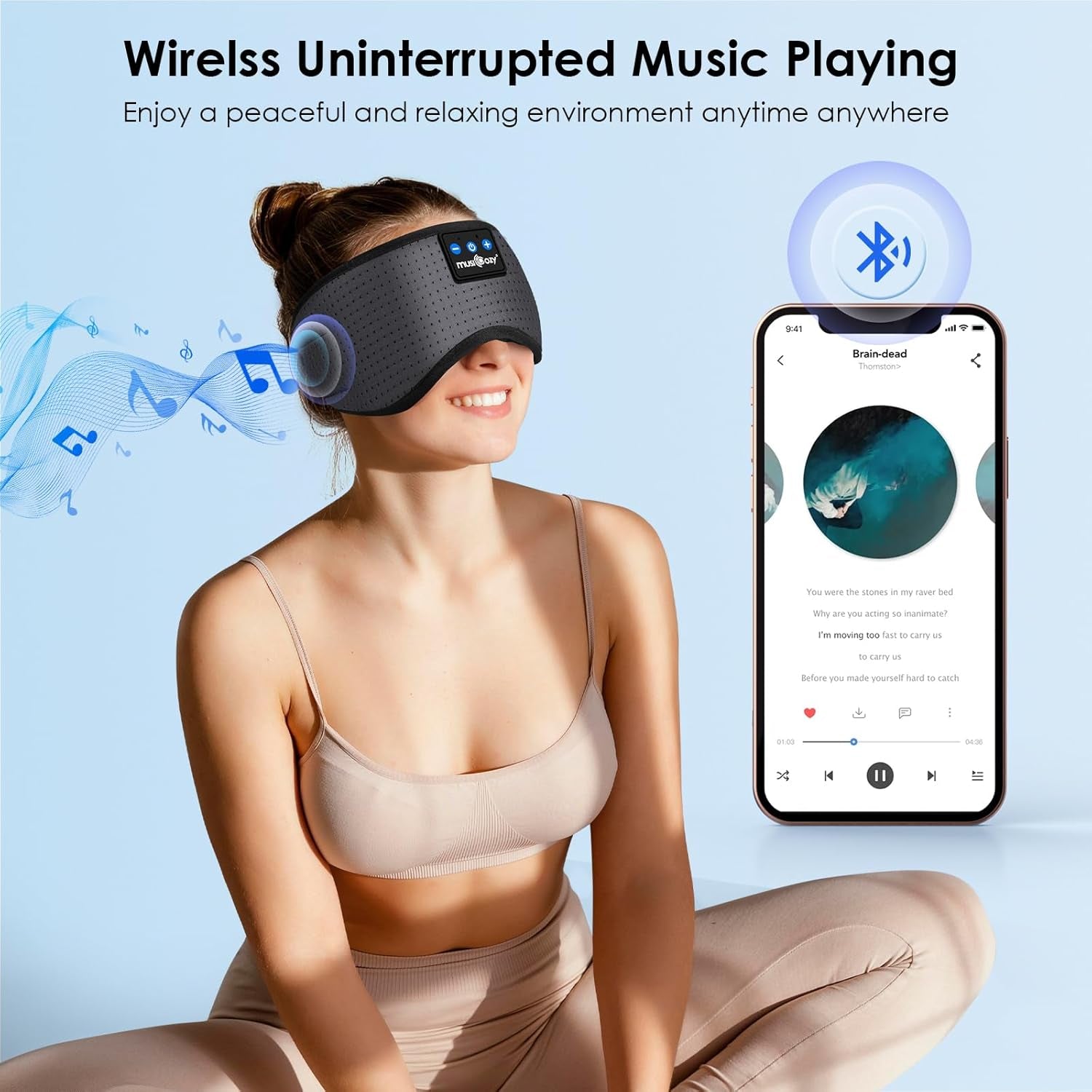 Sleep Headphones Bluetooth 5.4 Breathable Sleeping Headphones Sleep Mask, Wireless Eye Mask Sleep Earbuds for Side Sleepers Men Women Office Travel Cool Tech Gadgets Gift