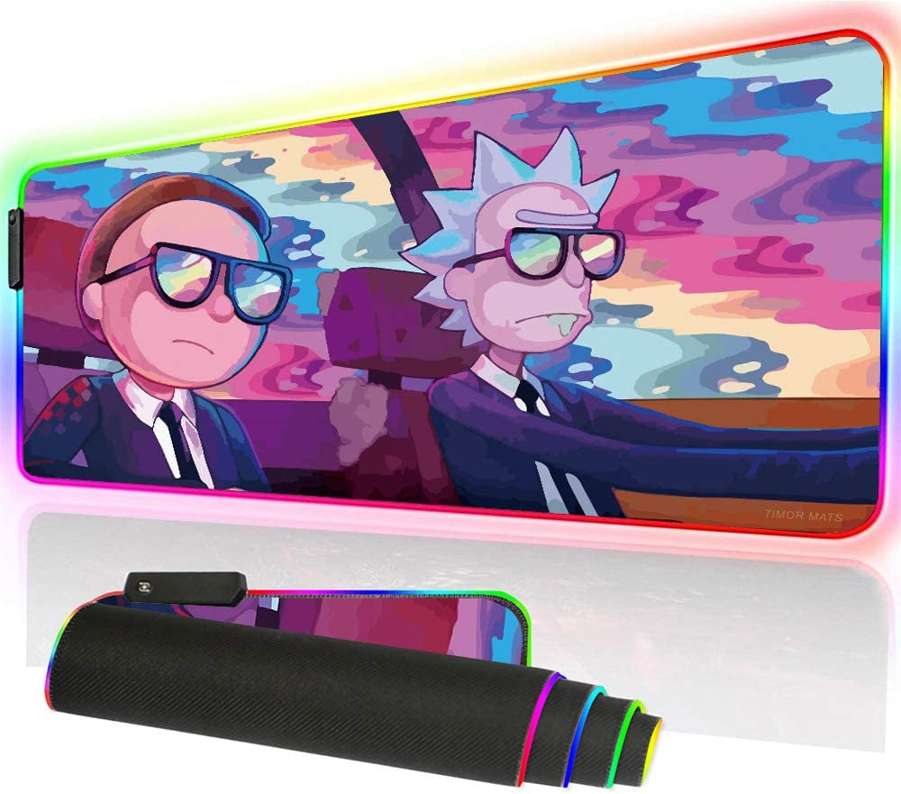 RGB Mouse Pad LED Light Gaming Mouse Pad with Rubber Base Colorful Computer Carpet Desk Mat for PC Laptop (35.4 * 15.7 Inch) (9040Rkmomo)