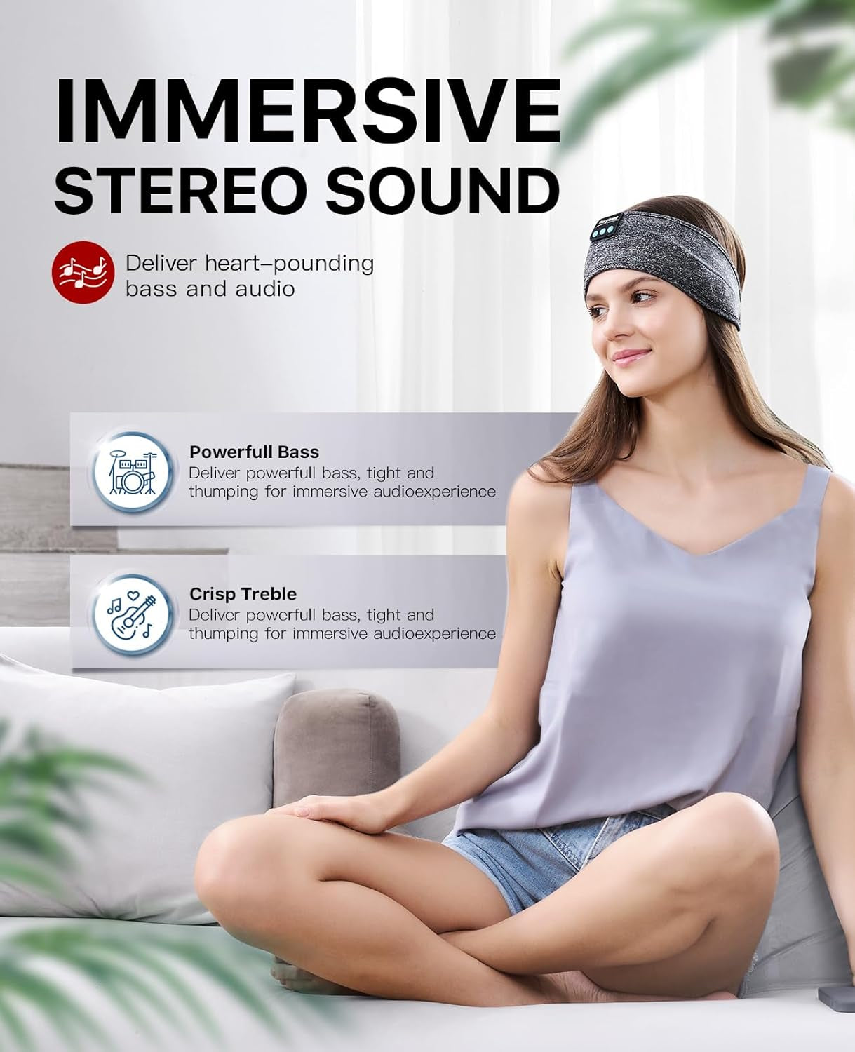 Sleep Headphones Bluetooth 5.2 Headband, Sleeping Headphones Sports Wireless Earphones Sweat Resistant Earbuds with Ultra-Thin HD Stereo Speaker for Workout Running Cool Gadgets Unique Gifts