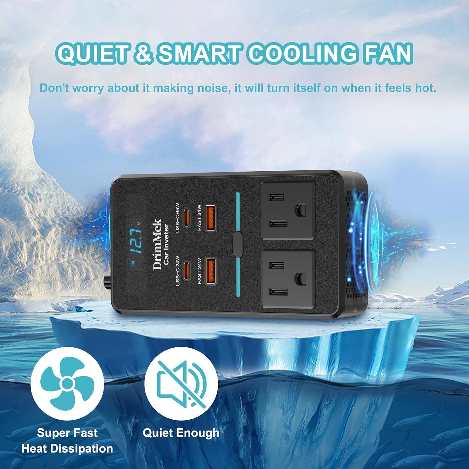 300W Car Power Inverter - Dual DC to AC Plug Adapter Outlets, 65W USB-C Fast Charging, 24W USB-C & 3.0 USB-A Ports, Portable Car Charger with Switch Control Converter for Laptops, Phones