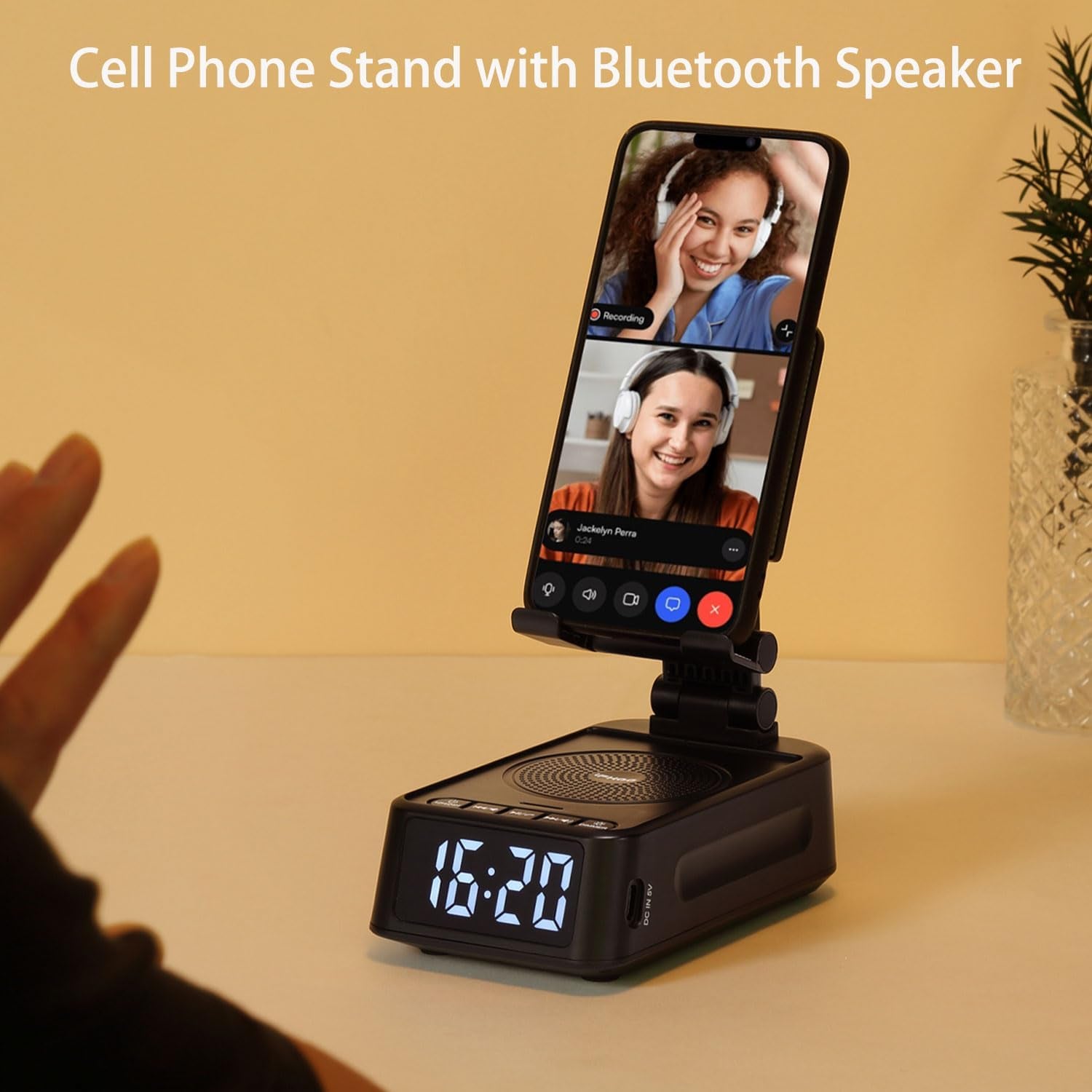 Gifts for Men Women,  Cell Phone Stand with Bluetooth Speaker and Clock, Birthday Gifts for Men Him, Phone Holder with Wireless Speaker, Dad Mom Husband Gifts, Cool Gadget for Men