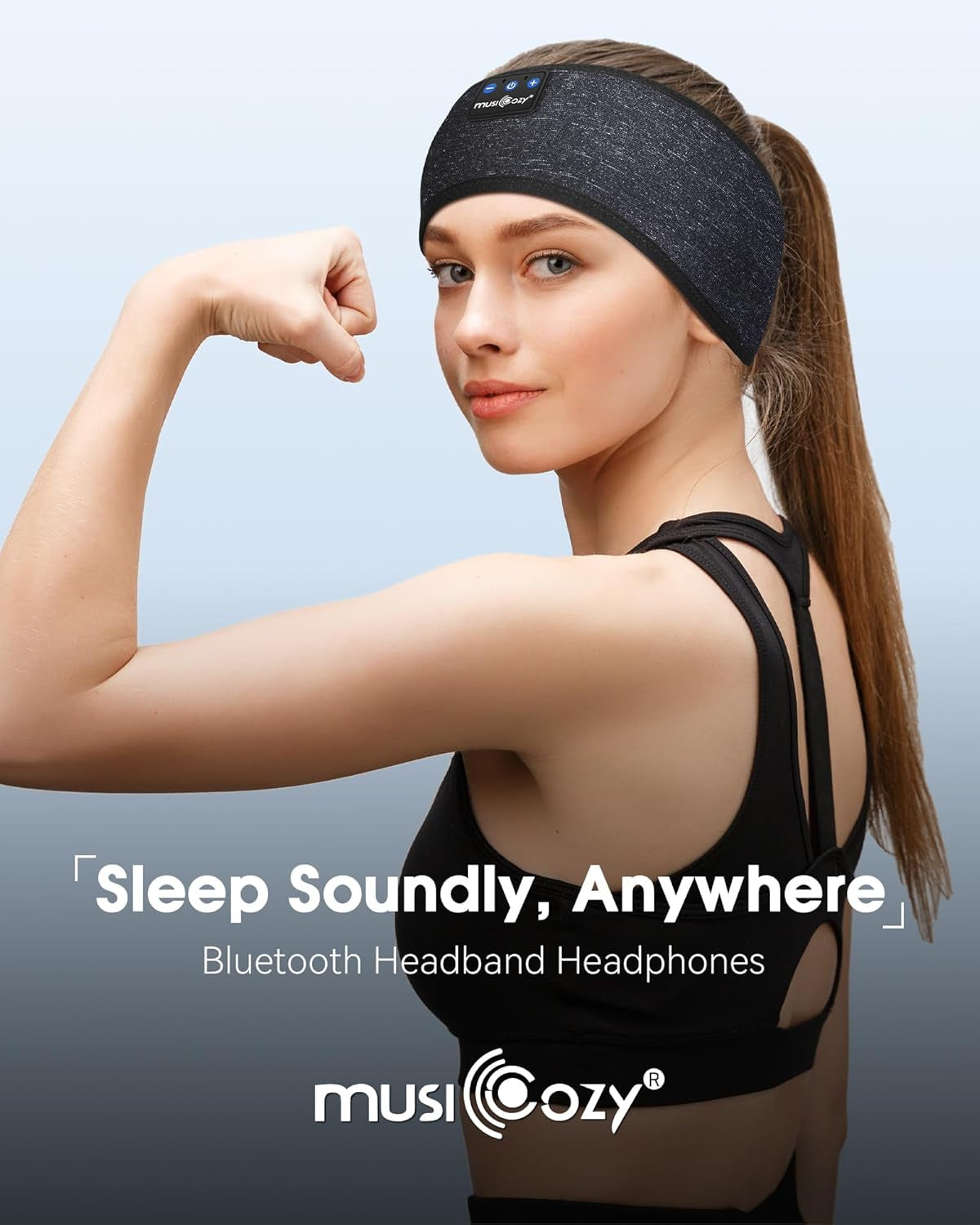 Sleep Headphones Bluetooth 5.2 Headband, Wireless Earphones Sweat Resistant Earbuds with Ultra-Thin HD Stereo Speaker for Workout Running