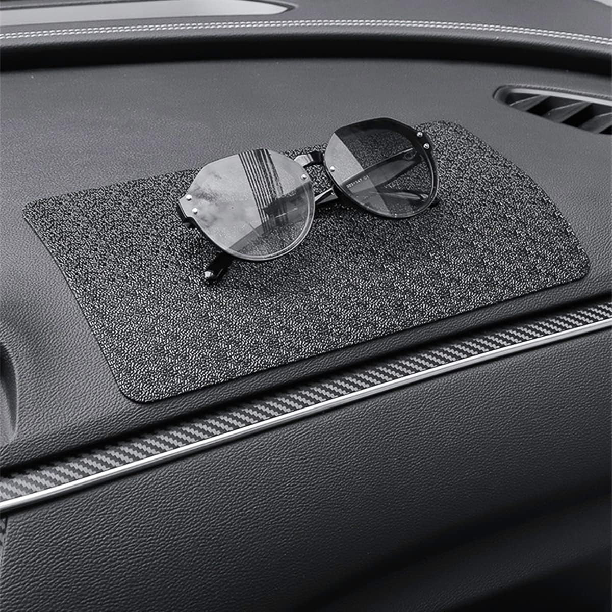 Car Dashboard Anti-Slip Rubber Pad, 10.6 X 5.9 Universal Non-Slip Car Magic Dashboard Sticky Adhesive Mat for Phones Sunglasses Keys Electronic Devices and More Use (Black/Car Texture)