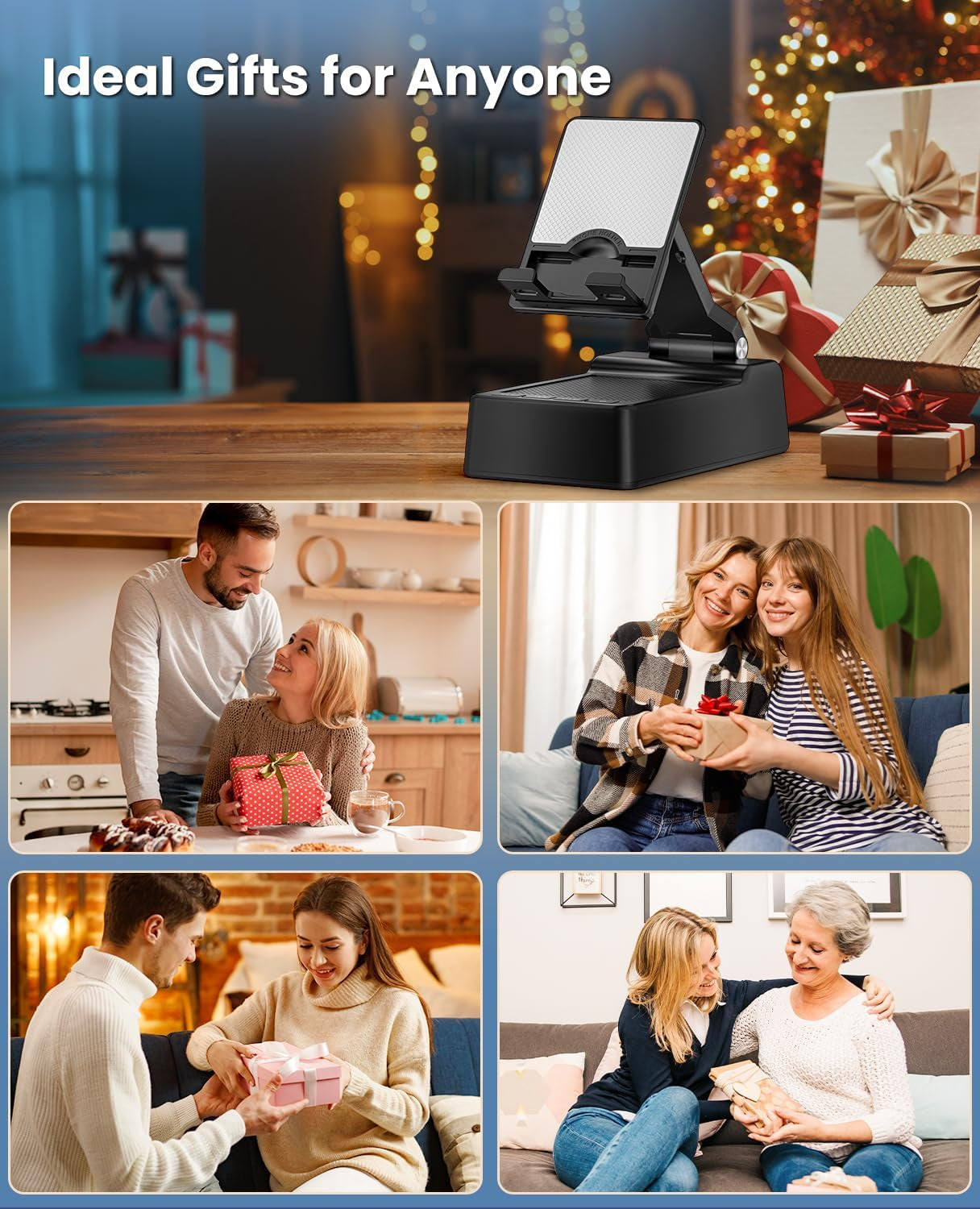 Gifts for Men Women, Phone Stand with Bluetooth Speaker, HD Surround Sound Speaker, Compatible with All Iphone/Android Phones Ipad Kindle, Cool Gadget Gift for Men Women Dad Mom Christmas Birthday