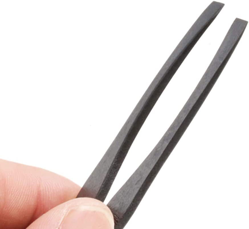 Precision Plastic Tweezers Kit - Plastic anti Static Tweezers Set Pickup Craft Electronics DIY Repair Tool - Black - 6Pcs