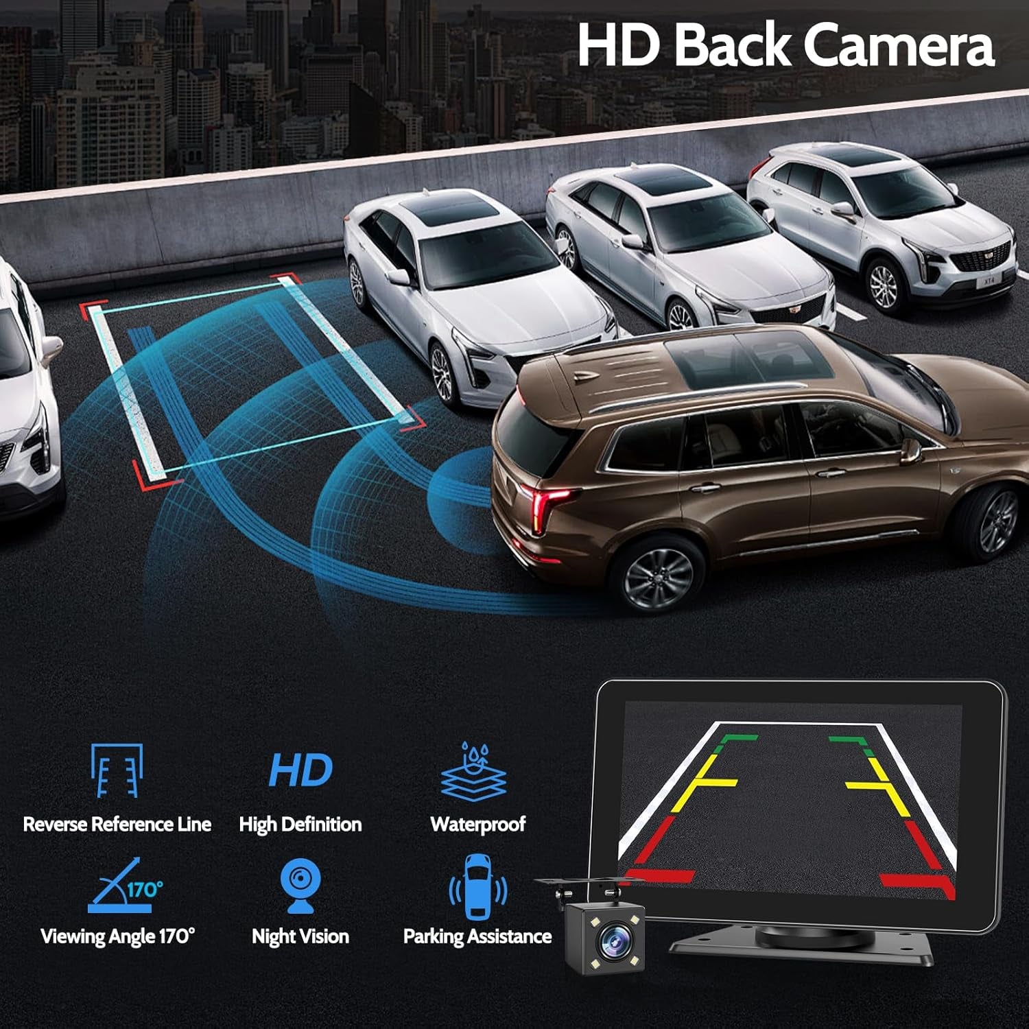 Wireless Apple Carplay Screen for Car, 7" HD Touchscreen with Portable Apple Carplay & Android Auto Car Stereo with Backup Camera, GPS Navigation/Mirror Link/Voice Control/Bluetooth
