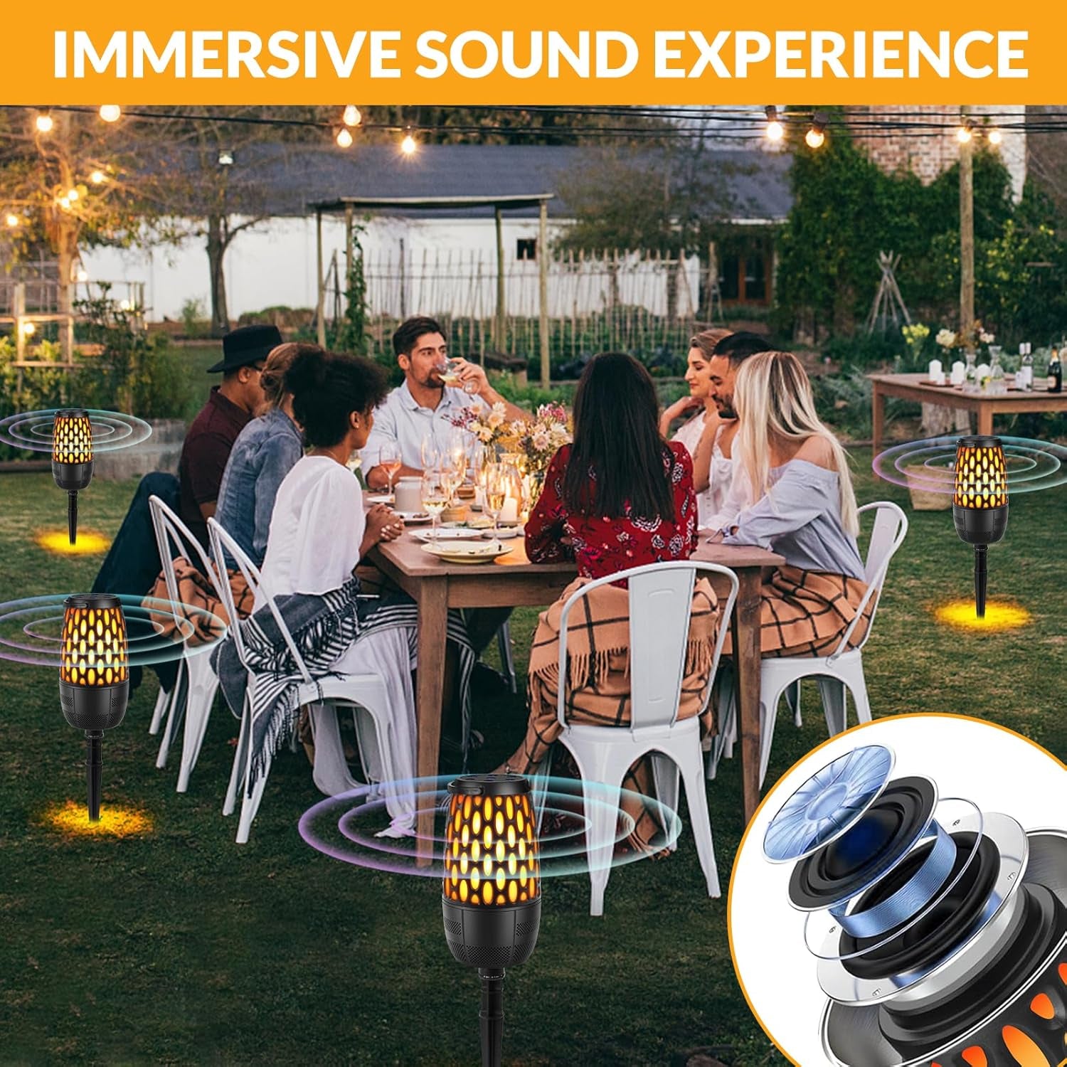 Outdoor Speakers with Lights, Mens Gifts for Birthday ,Portable Bluetooth Speaker,Hd Stereo Sound,Multi-Sync up to 100 Speakers Auto-Pairing IPX7 Waterproof for Patio/Pool/Camping Cool Gadgets 2 Pack