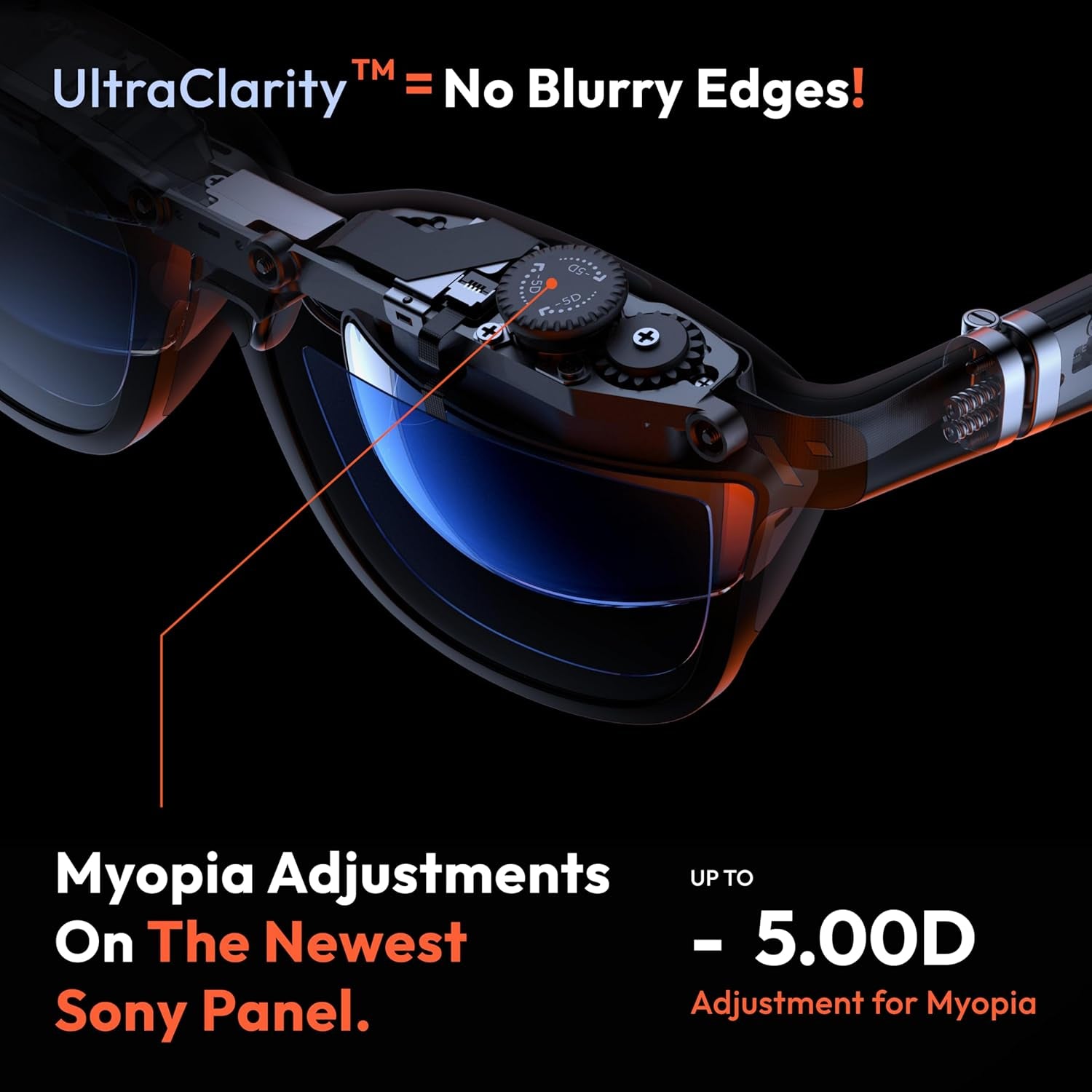 Pro XR/AR Glasses — 135" 120Hz 1000Nits Ultraclarity Display, Harman Audio, Myopia Adjustments, Electrochromic Film, Video Display Glasses for Iphone 16/15/Android/Mac/Pc/Steam Deck/Consoles