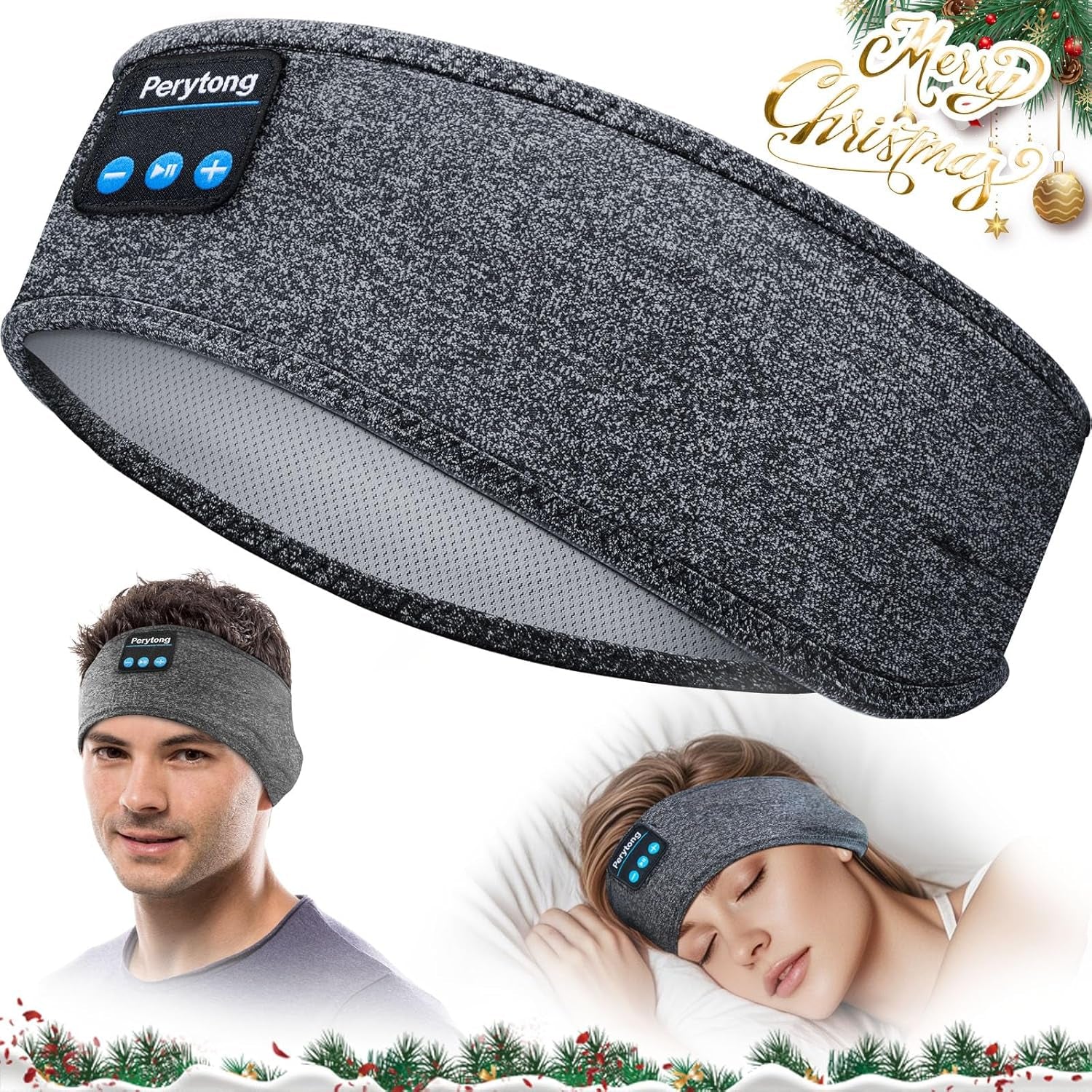 Sleep Headphones Bluetooth 5.2 Headband, Sleeping Headphones Sports Wireless Earphones Sweat Resistant Earbuds with Ultra-Thin HD Stereo Speaker for Workout Running Cool Gadgets Unique Gifts