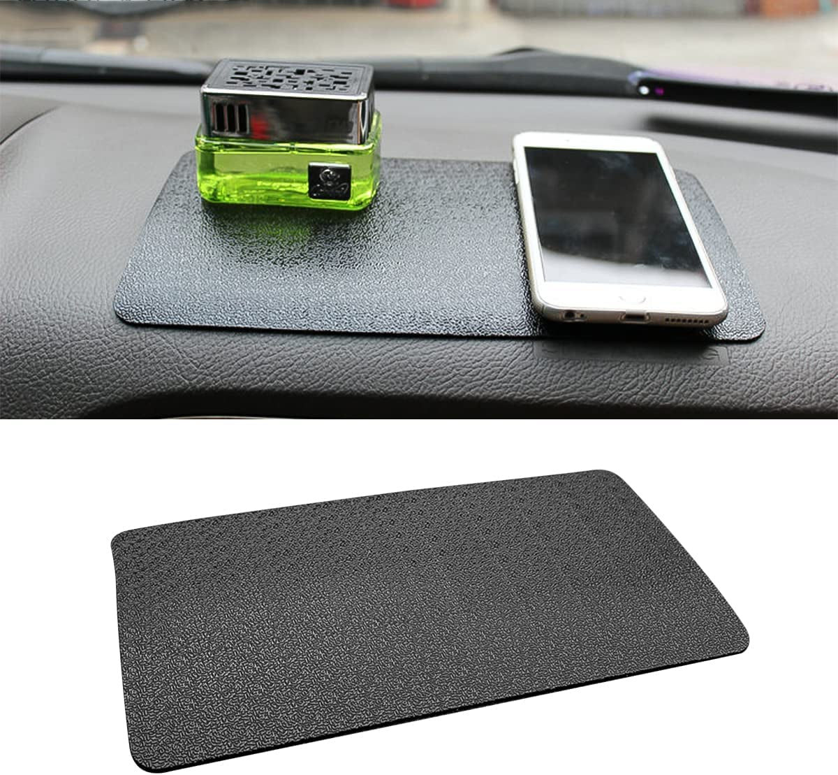 Car Dashboard Anti-Slip Rubber Pad, 10.6 X 5.9 Universal Non-Slip Car Magic Dashboard Sticky Adhesive Mat for Phones Sunglasses Keys Electronic Devices and More Use (Black/Car Texture)