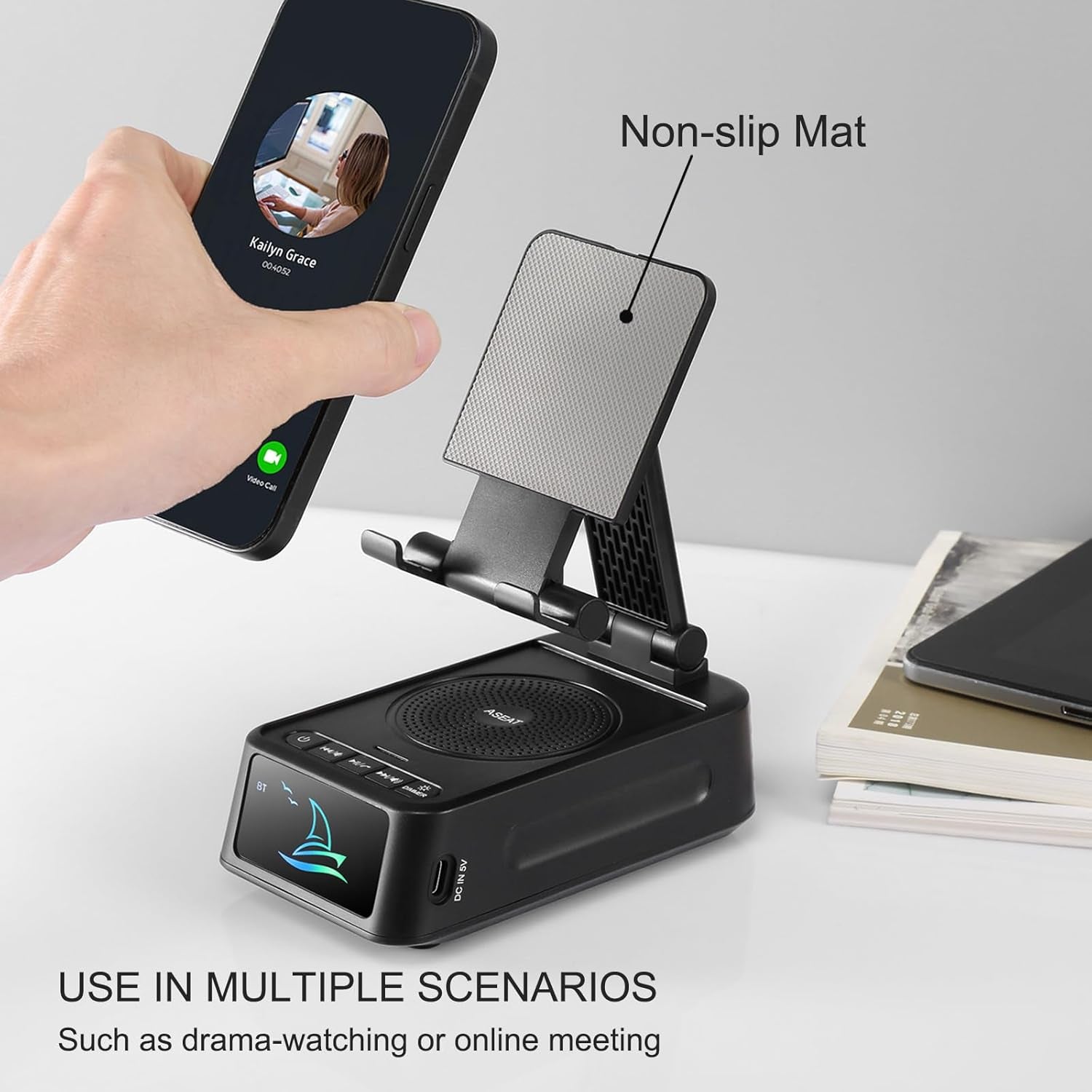 Birthday Gifts for Men, Cell Phone Stand with Bluetooth Speaker, Gifts for Men Women, Men Gifts Unique for Dad Him Husband Boyfriend, Gadget Compatible with Iphone/Android, Ideal Gifts for Christmas