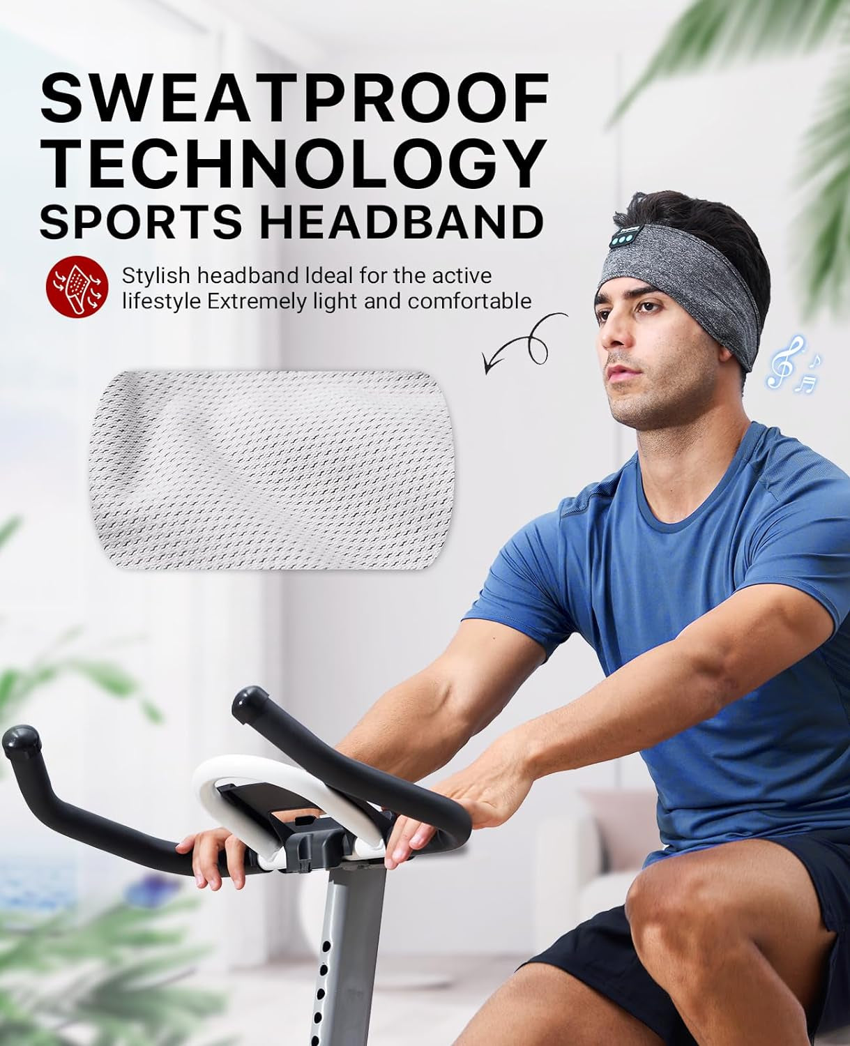Sleep Headphones Bluetooth 5.2 Headband, Sleeping Headphones Sports Wireless Earphones Sweat Resistant Earbuds with Ultra-Thin HD Stereo Speaker for Workout Running Cool Gadgets Unique Gifts