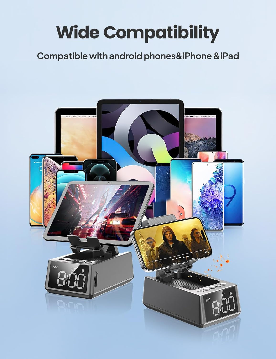 Birthday Gifts for Men Women, Cell Phone Stand Bluetooth Speaker with Anti-Slip Base, Hd Surround Sound, Cool Multi Functional Gadget, Unique Gift for Him, Her, Husband, Wife, Dad, Mom