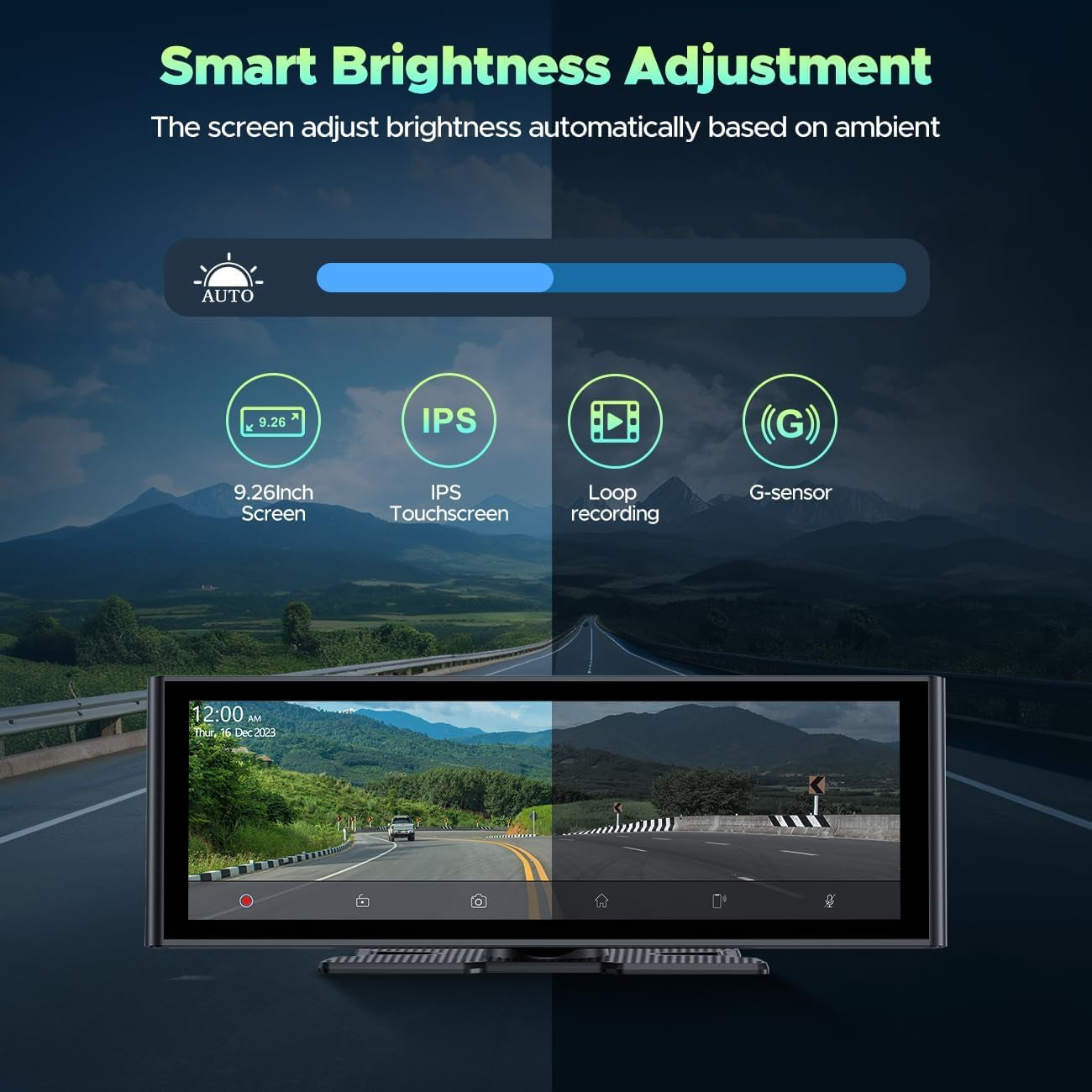 Wireless Carplay and Android Auto with 4K Dash Cam,9.26 Inch Protable Carplay Screen for Car,1080P Backup Camera, Digital Media Receivers with Voice Control,Bluetooth,G-Sensor,Gps,Mirror Link