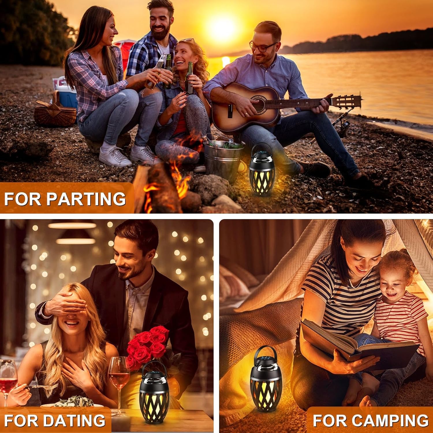 Gifts for Men,Outdoor Speakers Bluetooth Waterproof with LED Torch, Gadgets for Men 2024 Birthday Gifts for Men with Stakes/Poles/Hook Loud Sound 24H Playtime for Patio/Party/Camping