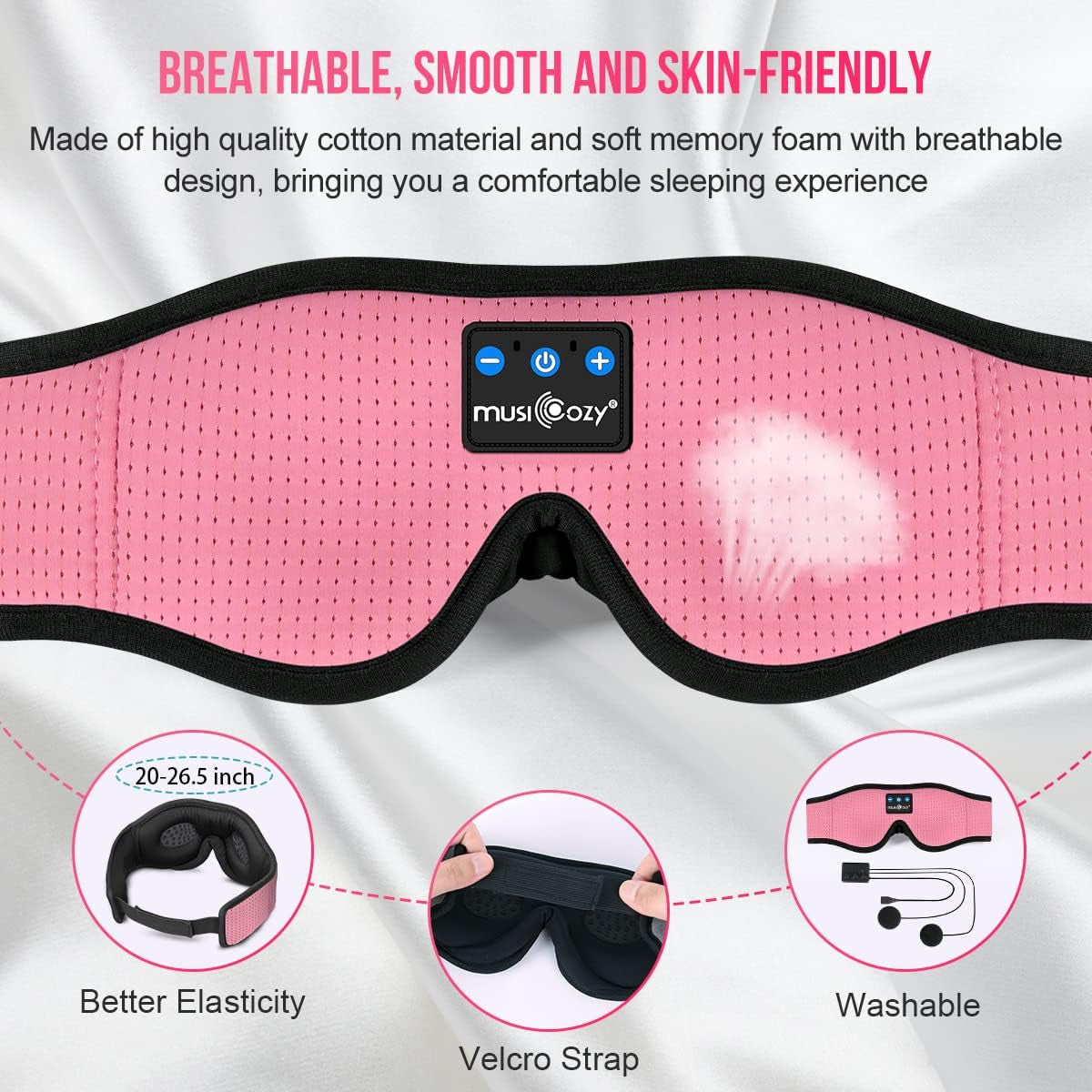Sleep Headphones Bluetooth 5.2 Headband Breathable 3D Sleeping Headphones, Wireless Music Eye Mask Earbuds for Side Sleepers Mom Women Cool Tech Gadgets Unique