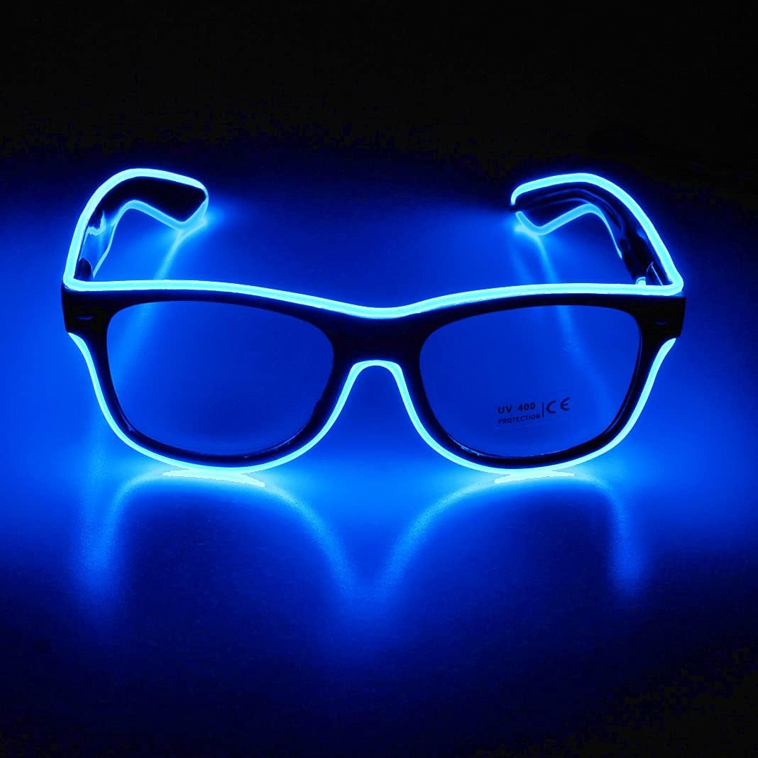Light up EL Wire Neon Rave Glasses Glow Flashing LED Sunglasses Costumes for Party, EDM, Halloween RB01