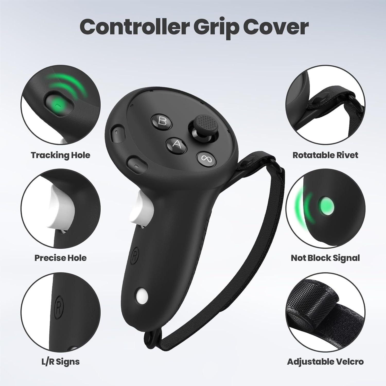 Silicone Protective Cover Set for Meta Quest 3S Accessories, VR Shell Cover, VR Silicone Face Cover, Touch Controller Grip Case, Lens Protector Set (Black)