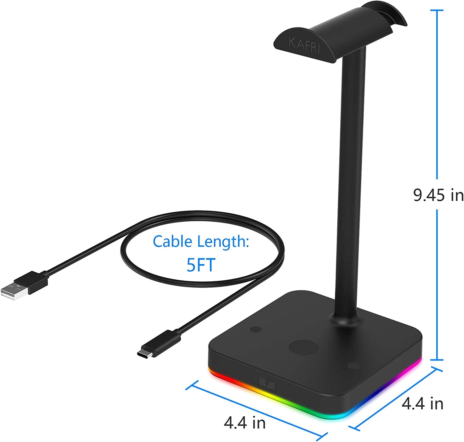 RGB Headphone Stand with Wireless Charger Desk Gaming Headset Holder Hanger Rack with 10W/7.5W Fast Charge QI Wireless Charging Pad - Suitable for Gamer Desktop Table Game Earphone Accessories