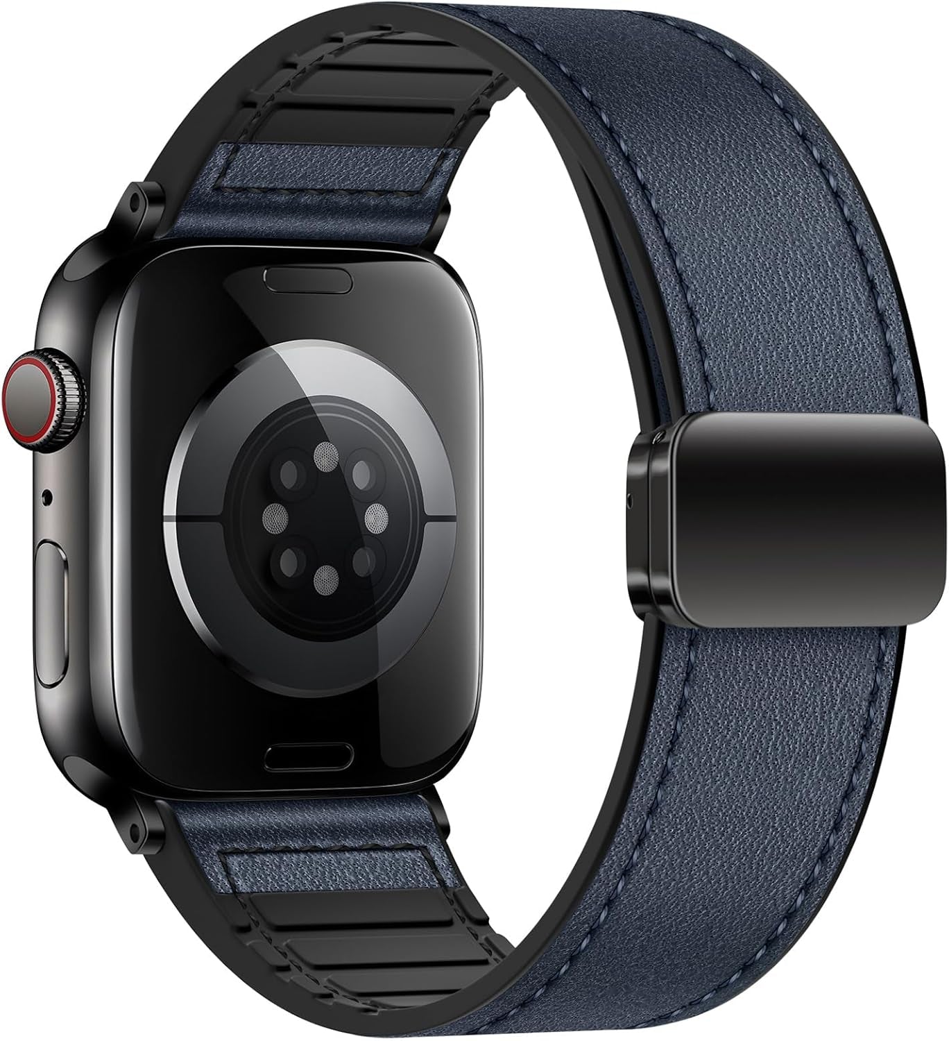 Magnetic Leather Strap Compatible with Apple Watch Band 38Mm 40Mm 41Mm 42Mm 44Mm 45Mm 46Mm 49Mm for Men Women,Top Grain Genuine Leather Wristband for Iwatch Series 10 9 8 7 6 5 4 3 Ultra 2 1 SE