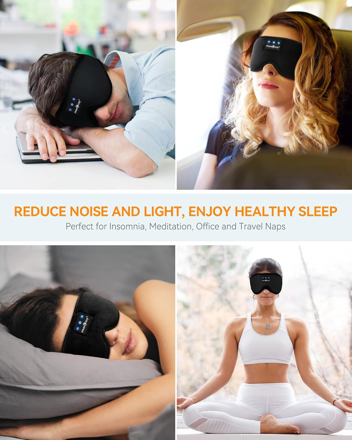 3D Bluetooth Sleep Mask with Headphones, Wireless Music Sleep Headband Eye Mask for Side Sleepers, Men, Women, and Mom, Ideal for Sleeping, Travel, Meditation, Cool Tech Gifts