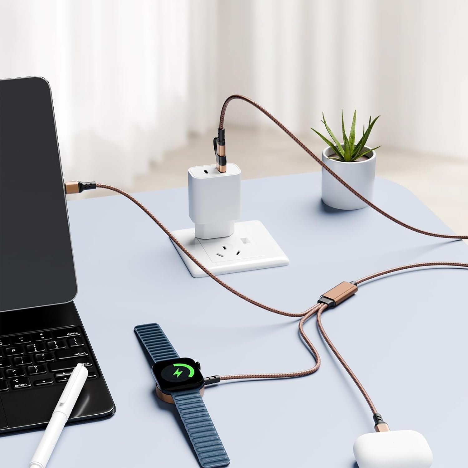Multi 3 in 2 Charging Cable for Apple Watch Charger, Travel for Iphone Charger USB C Lightning Fast Charging Cable Compatible with Iwatch Ultra/Se/9/8/7/6/5/4/3/2/1 & Iphone 15/14/13/12/11/Galaxy S23
