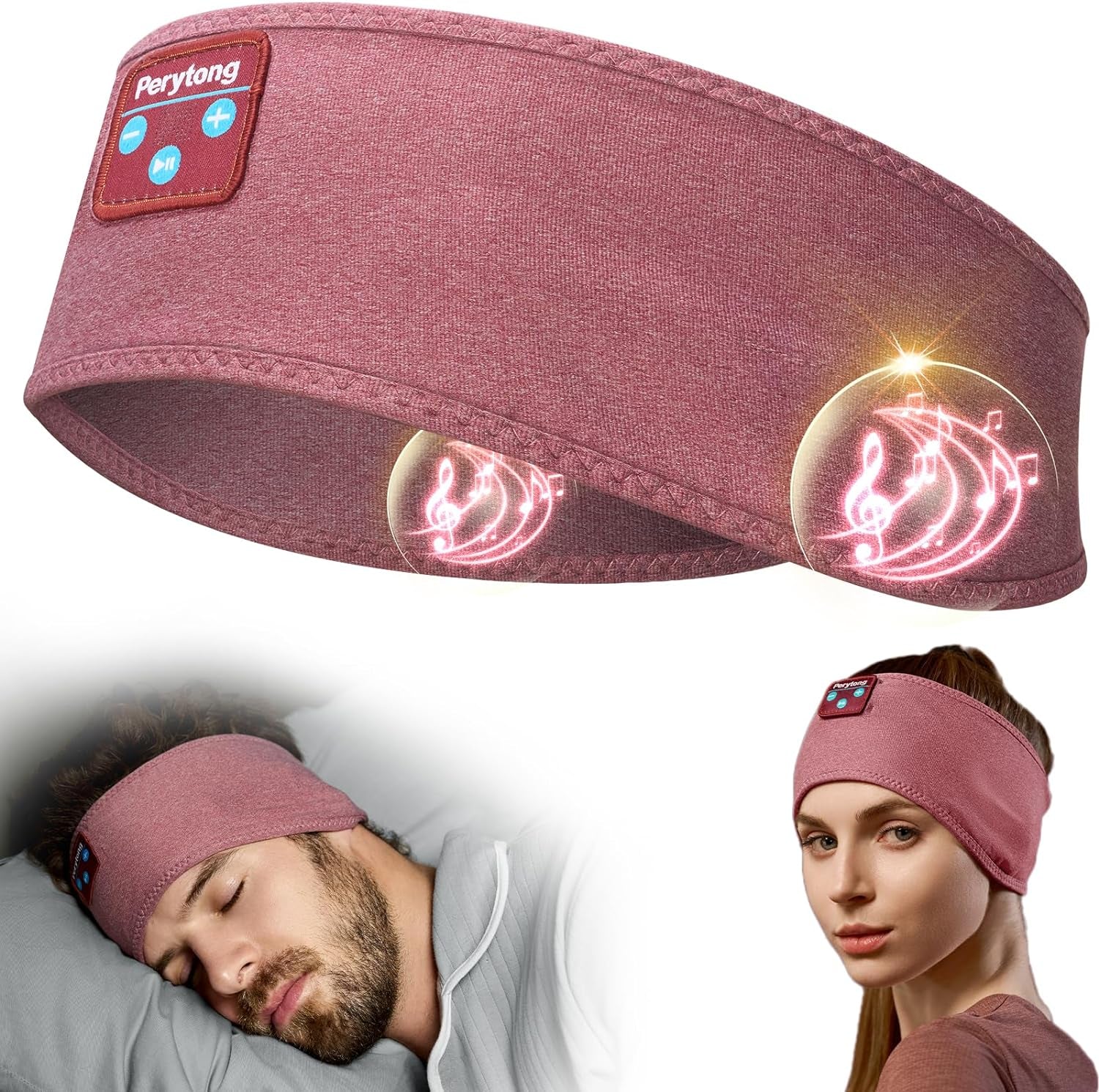 Sleep Headphones Bluetooth 5.2 Headband Headphones, Wireless Earphones Music Sleep Earbuds for Side Sleepers Sleeping Eye Mask for Women Men Workout Running Cool Unique Gifts