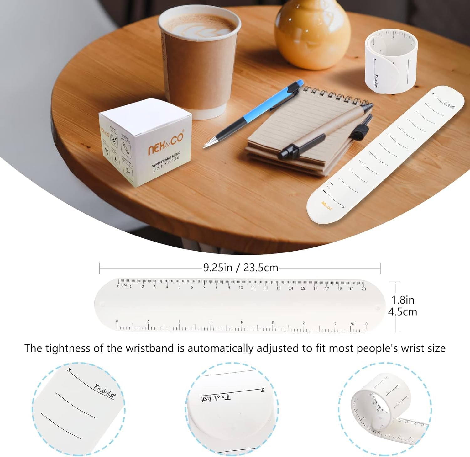 Wearable Nurse Notepad Wristbands, 2 Pack Silicone Reminder Bracelet Write on Memo, Dry Erase Slap Sticky Notes W/Ruler, Gifts for ADHD, Dementia, Vet Techs, ED/ER/RN Nurse, LPN/RVN (White)