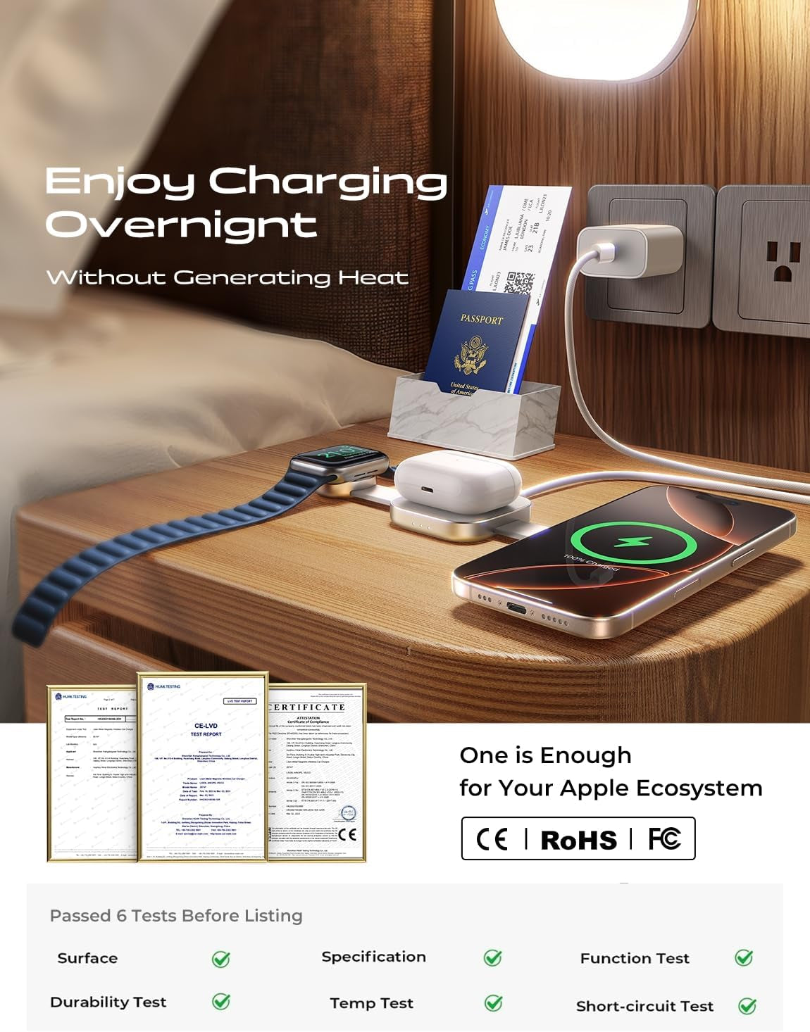3 in 1 Travel Charger [Mini & Metal] for Iphone Samsung Apple Watch Multiple Devices Magsafe Charging Station Travel Essentials Accessories for Iphone 16 Pro Max 15 Airpods Valentines Day Gift