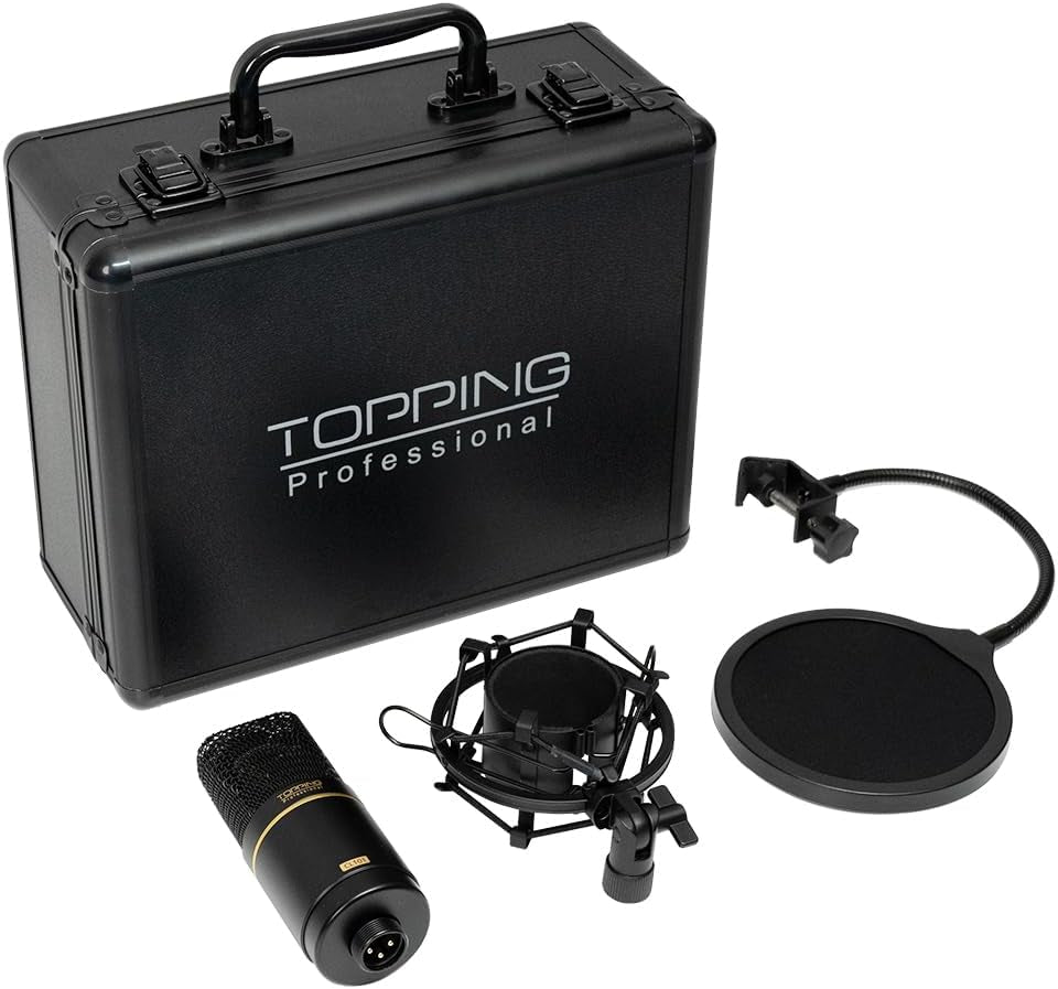 CL101 Studio Condenser Microphone - Cardioid Polar Pattern, Ultra-Low Noise, 34Mm Gold-Plated Capsule, Professional Recording & Streaming Mic (Black)