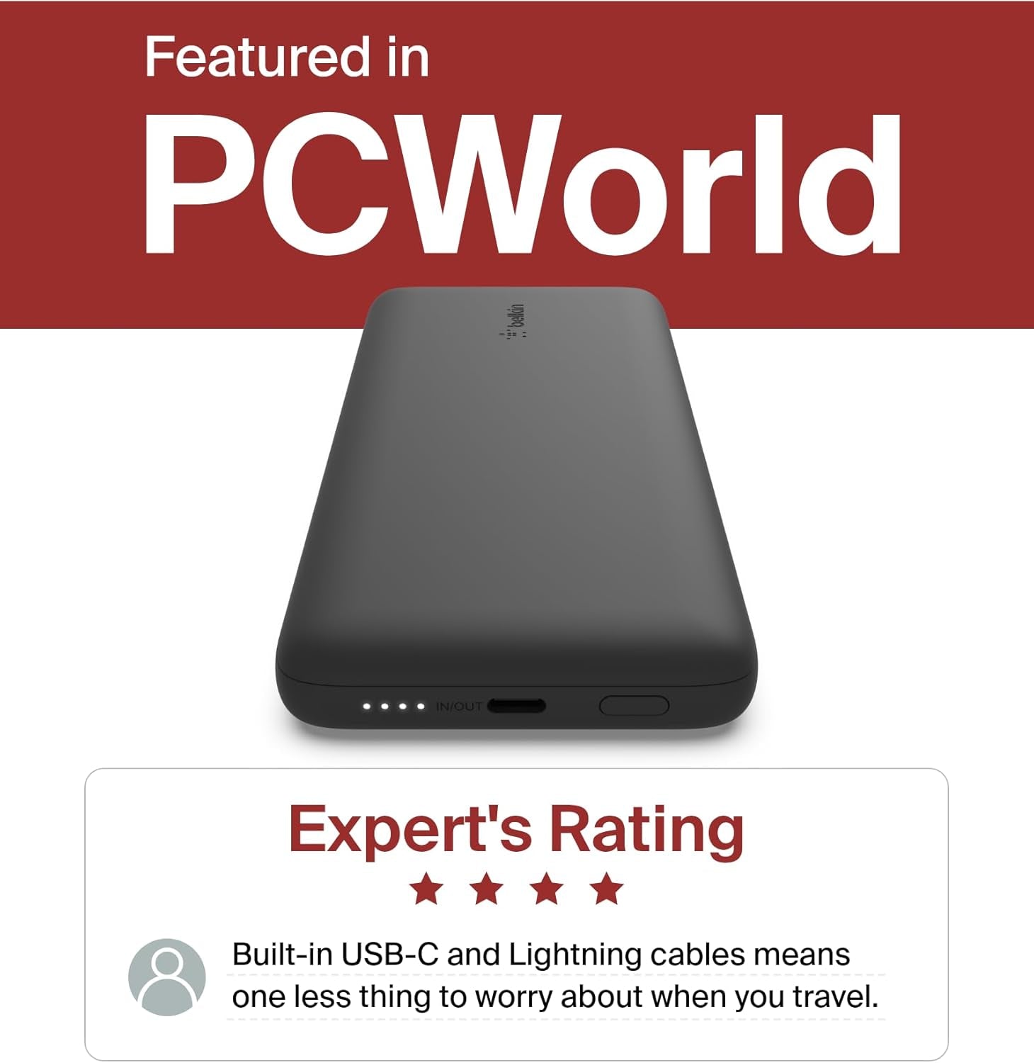 Portable Charger, Power Bank 10,000Mah, 23W W/Integrated Lightning Cable & USB-C Cable - Iphone Charger Battery Pack for Apple Iphone 16, 15, 14, Galaxy S25, Pixel 9, Travel Essentials - Black