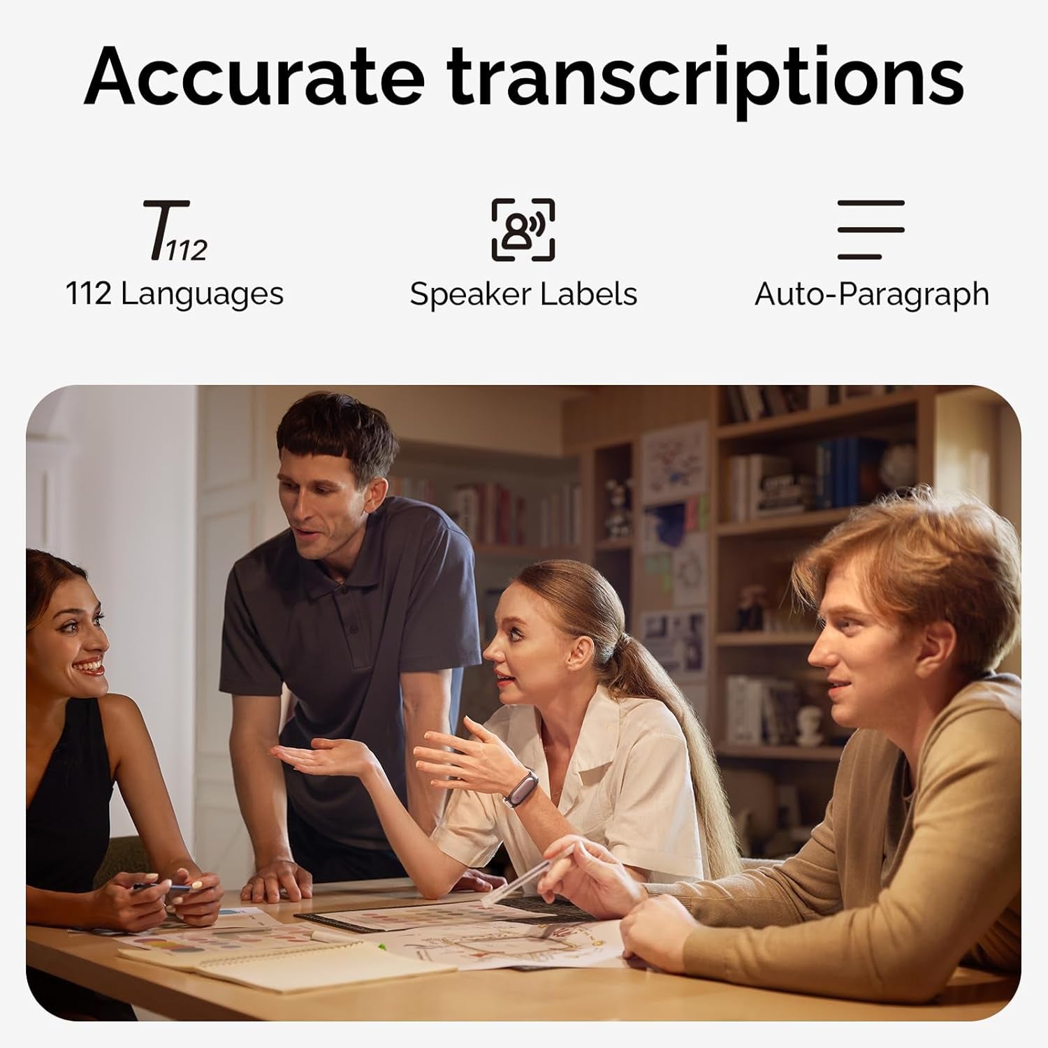 AI Voice Recorder,  Notepin Voice Recorder, App Control, AI Notetaker, AI Transcribe & Summarize Support 112 Languages, 64GB Memory, Audio Recorder for Lectures, Meetings, Gray