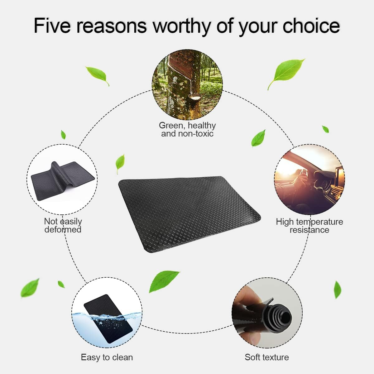 Car Dashboard Anti-Slip Rubber Pad, 10.6"X 5.9" Universal Non-Slip Car Magic Dashboard Sticky Adhesive Mat for Phones Sunglasses Keys Electronic Devices and More Use (Black/Dots)