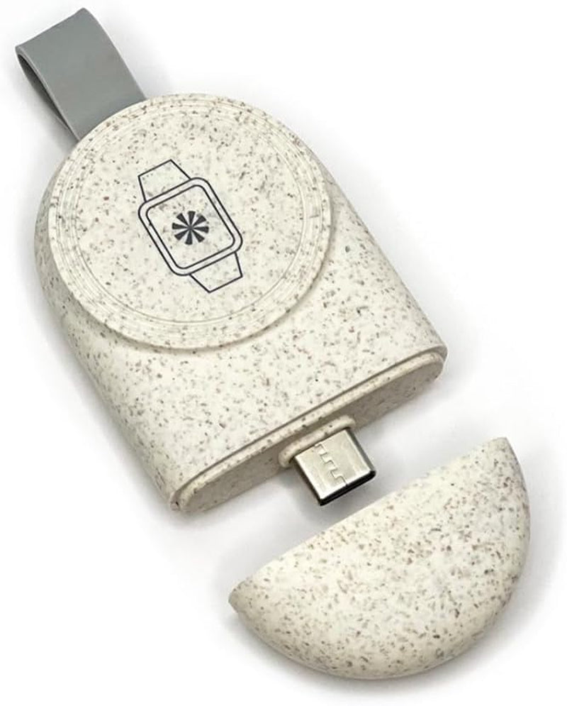 Watch Me Go Portable Wireless Charger Compatible for Apple Watch High Speed Fast Charging USB-C Connector, Natural