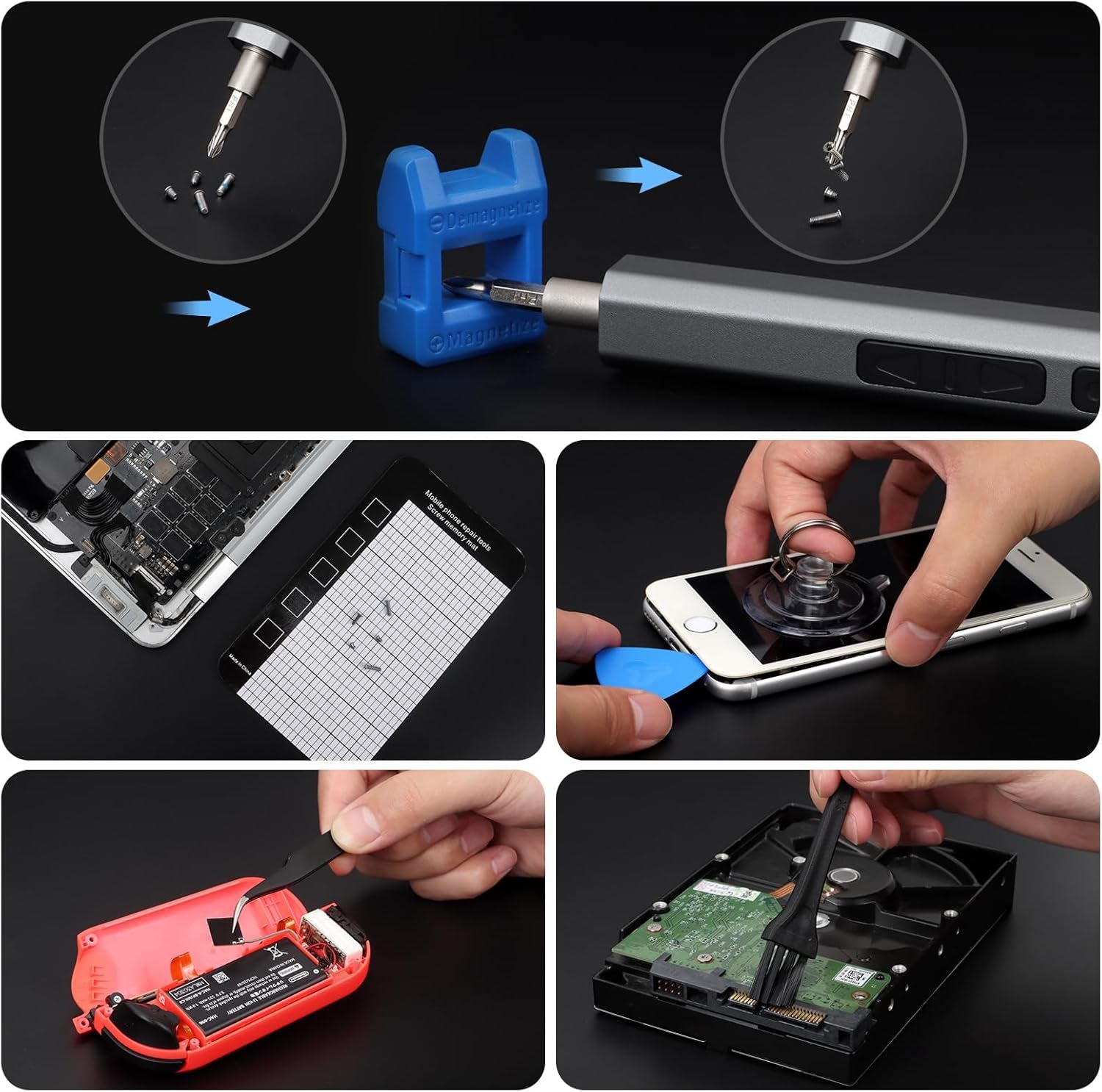Mini Electric Screwdriver, 144-Piece Electric Precision Screwdriver Set Small Power Screwdriver Cordless Rechargeable, Electronic Repair Tool Kit for PC, Computer, Laptop, Phone, RC Drone