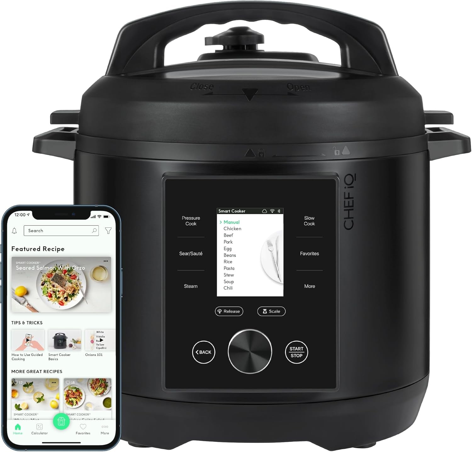 Smart Pressure Cooker 10 Cooking Functions & 18 Features, Built-In Scale, 1000+ Presets & Times & Temps W/App for 600+ Foolproof Guided Recipes, Rice & Slow Electric Multicooker, 6 Qt