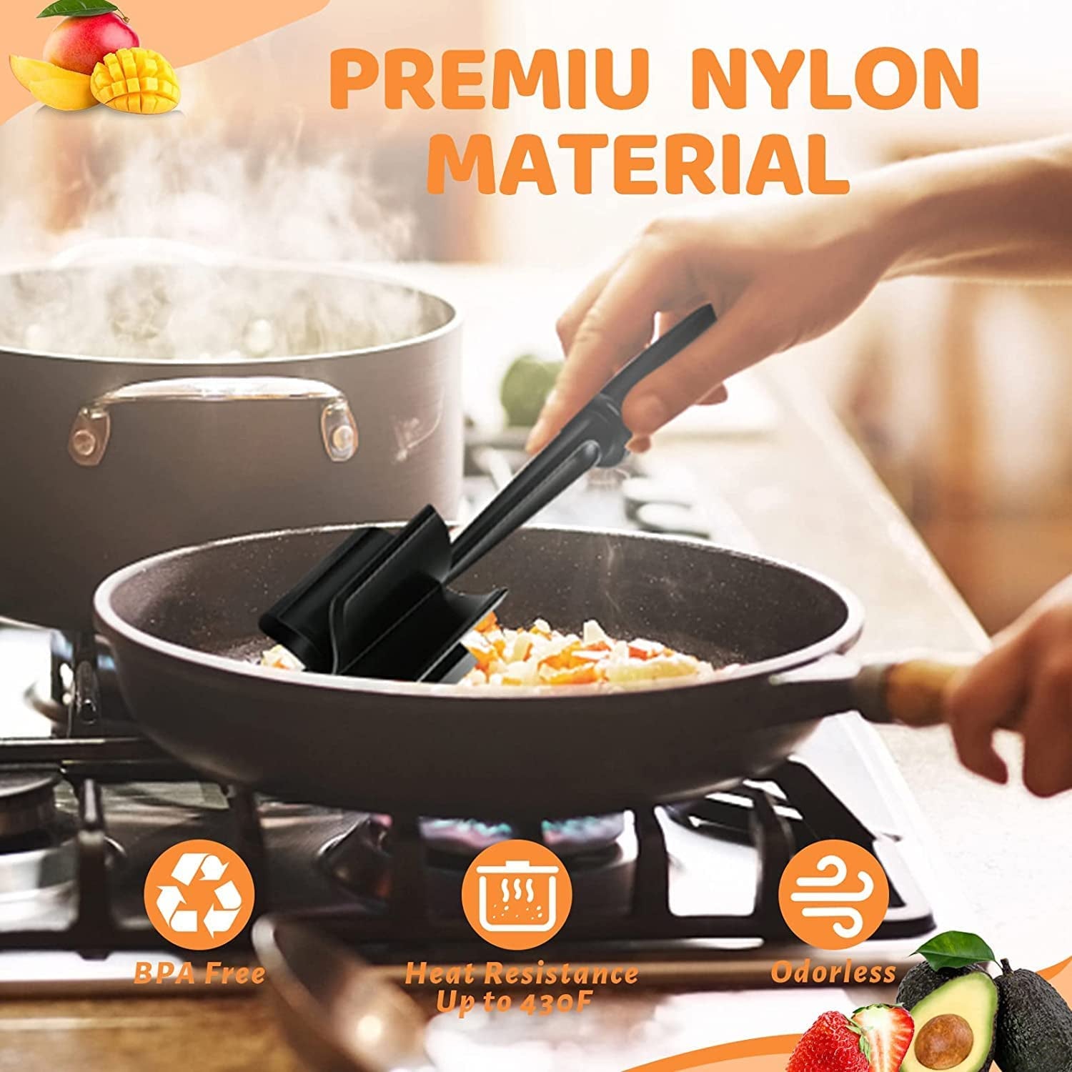 Meat Chopper, Hamburger Chopper, Potato Masher-Professional Multifunctional Heat Resistant Nylon Ground Beef Smasher Kitchen Tools and Gadgets, ​Safe for Non-Stick Cookware.