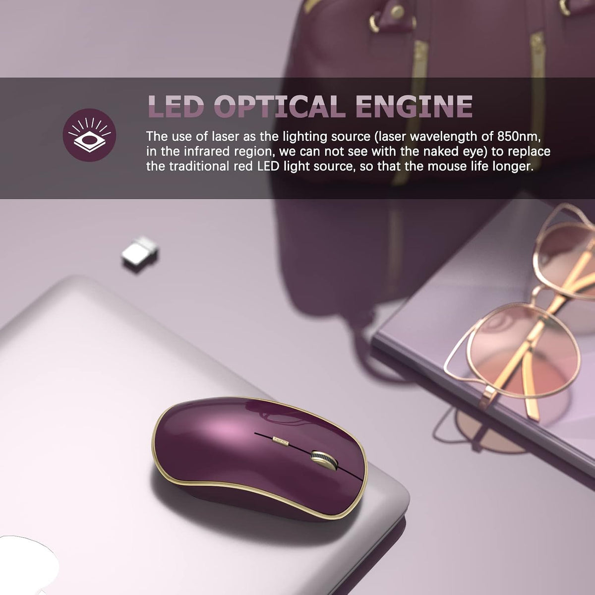 Wireless Mouse, 3200 DPI, Slim Silent