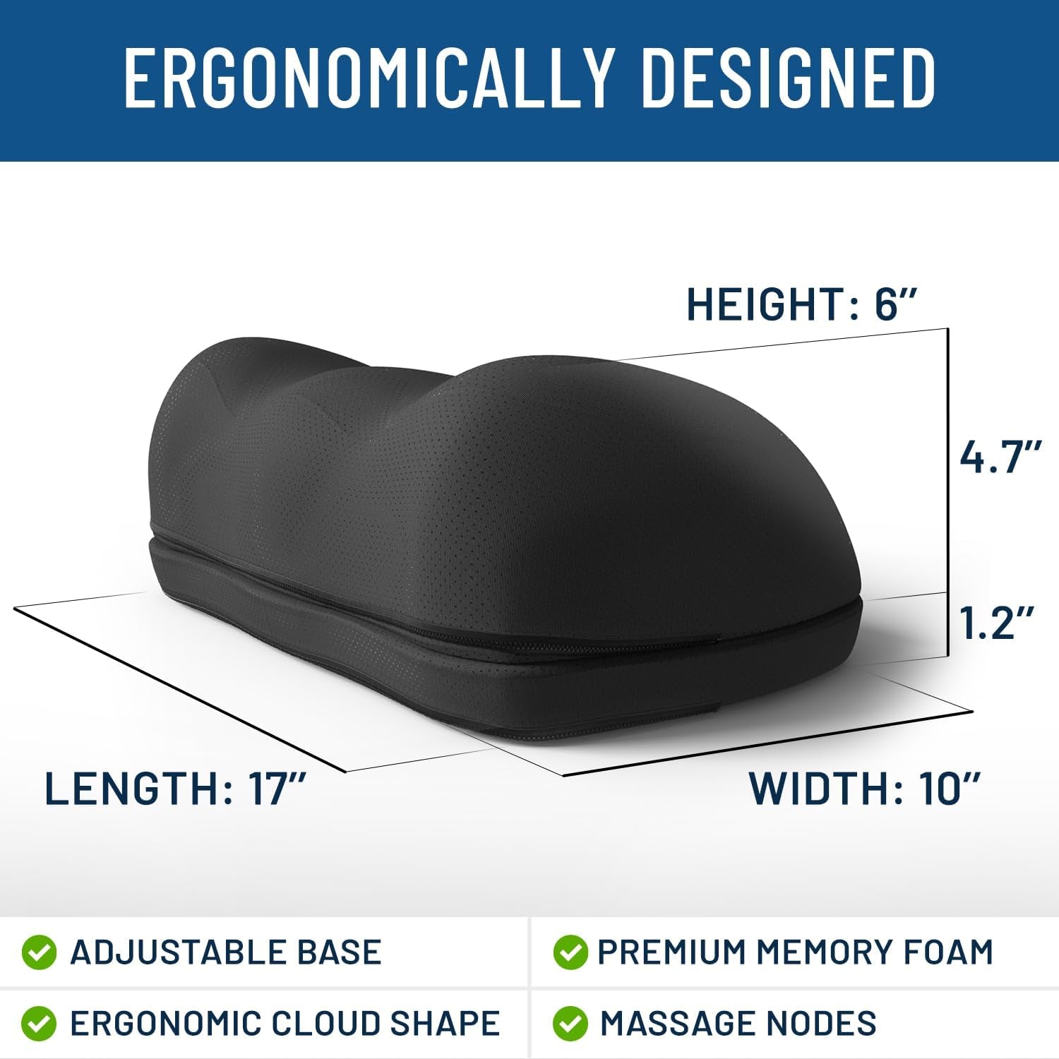 Adjustable Cloud Foot Rest for under Desk at Work with Pressure Point Nodes - Ergonomic Memory Foam Office Foot Stool & under Desk Footrest for Gaming & Home Office, Supports Posture