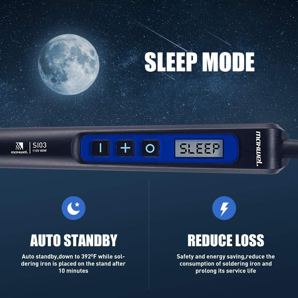 Soldering Iron Kit Solder Gun - 110V 80W Digital Solder Iron Temperature Adjustable Auto Standy Auto Shut down Welding Tools Soldering Kit for Electronic Production/Soldering/Desoldering