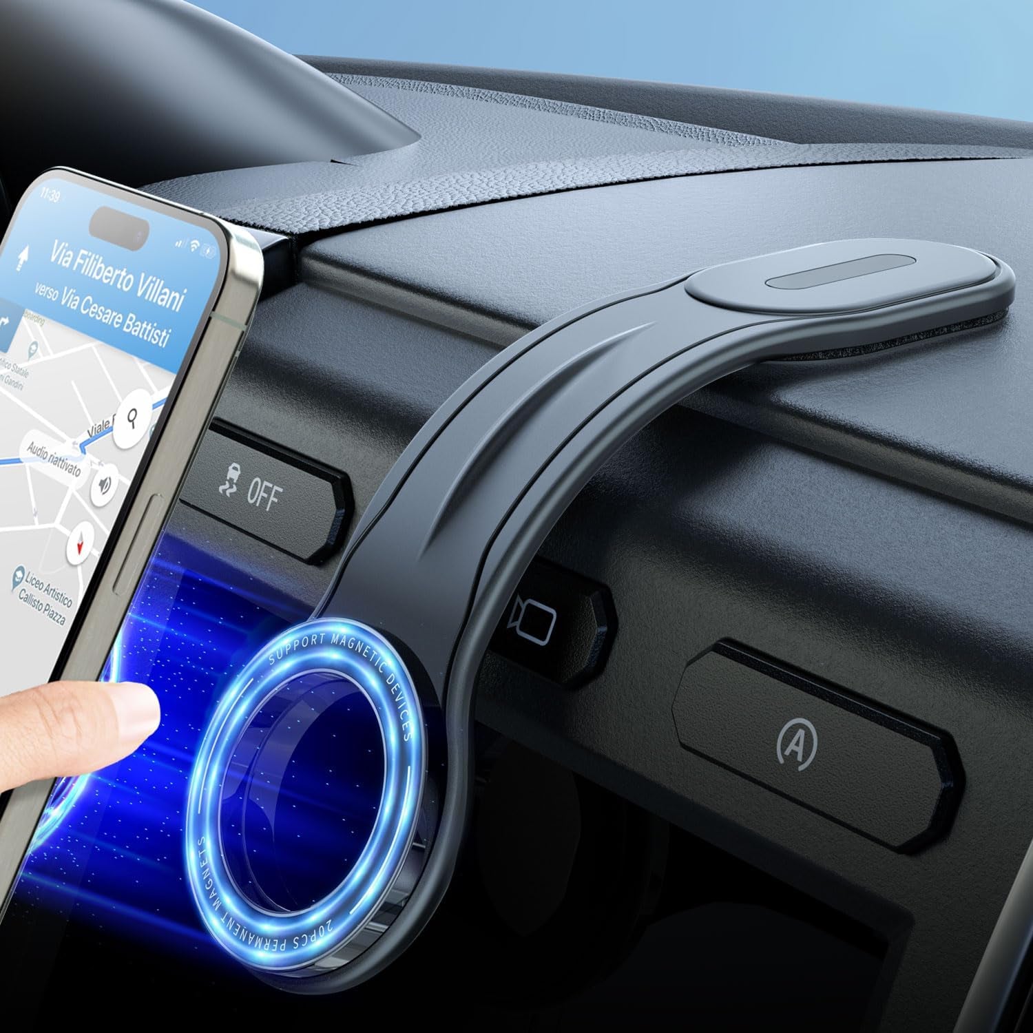 for Magsafe Car Mount Detachable, Bendable Aluminum Arm Magnetic Phone Holder for Car【20 Strong Magnets】 Cell Phone Mount for Car Dash Fit Iphone 16 15 14 13 Pro Max Mini Mag Safe Accessories